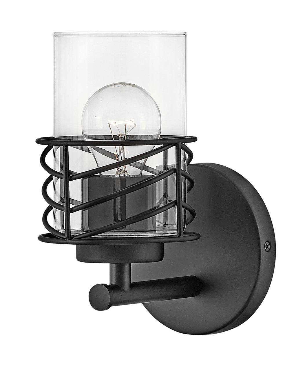 50260BK - Single Light Vanity, Steel, Black, Transitional
