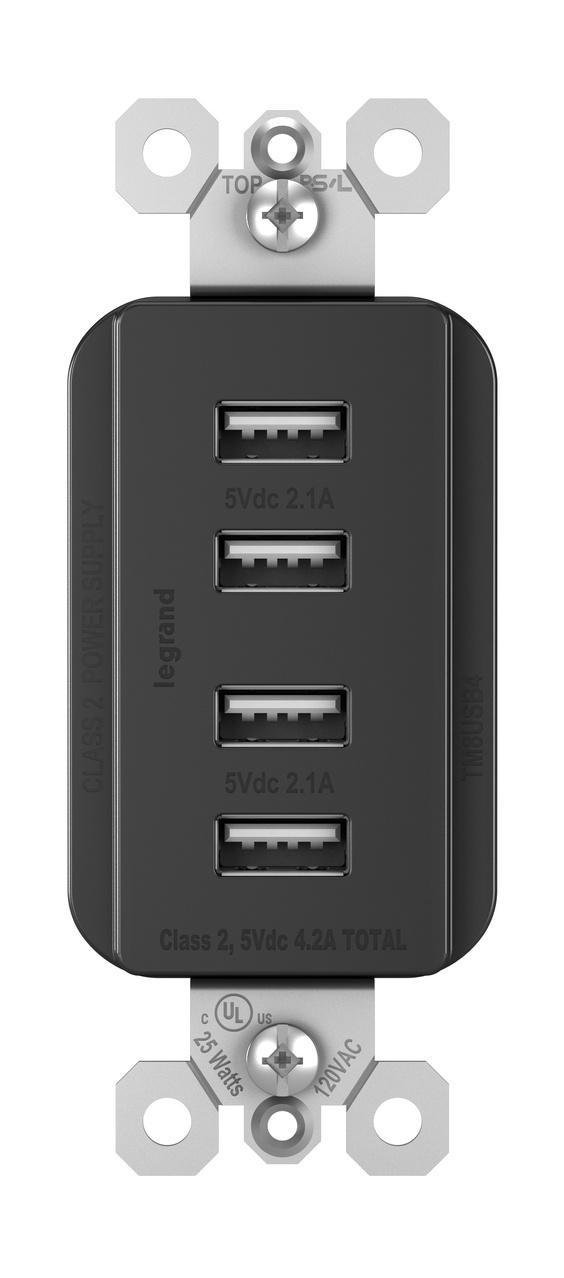 Picture of TM8USB4-BKCC6 - radiant® Quad USB Charger, Black