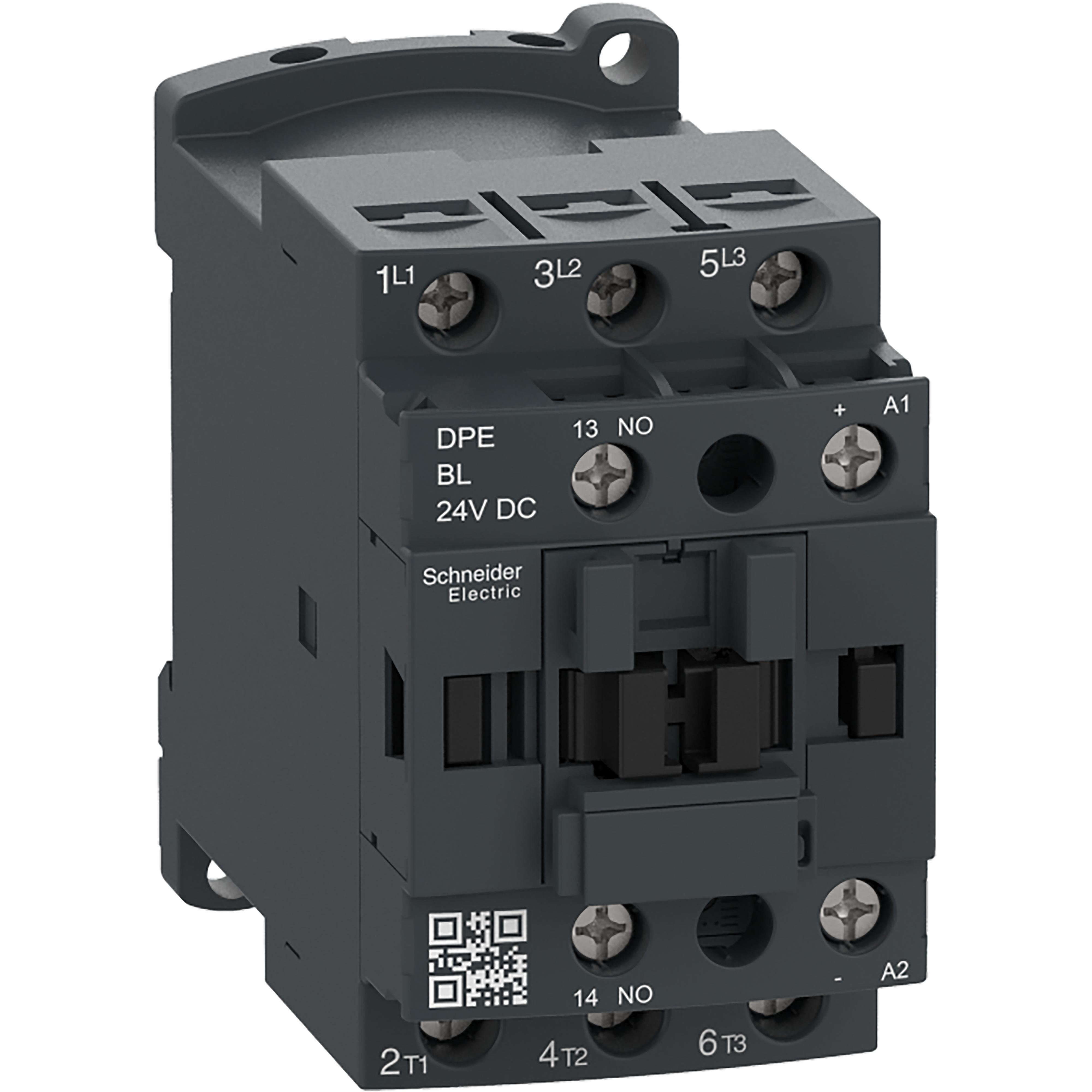 Picture of DPE09BL - IEC contactor,Easy TeSys DPE,nonreversing,9A,3P,3HP at 480V AC,24V DC coil