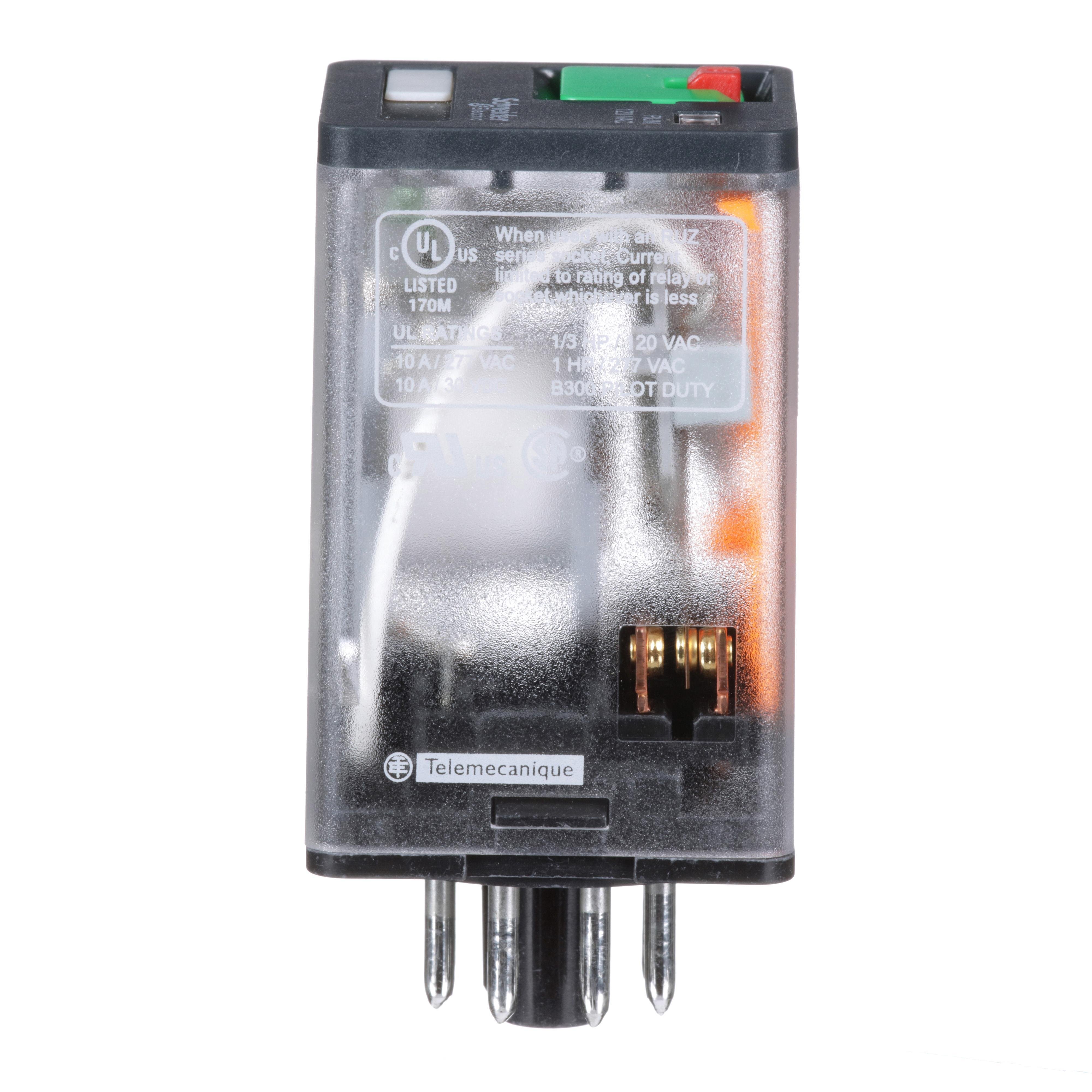 Picture of RUMC22F7 - Harmony RUM, universal plugin relay, 2 C/O, octal base, 10 A, 120 VAC, with LED
