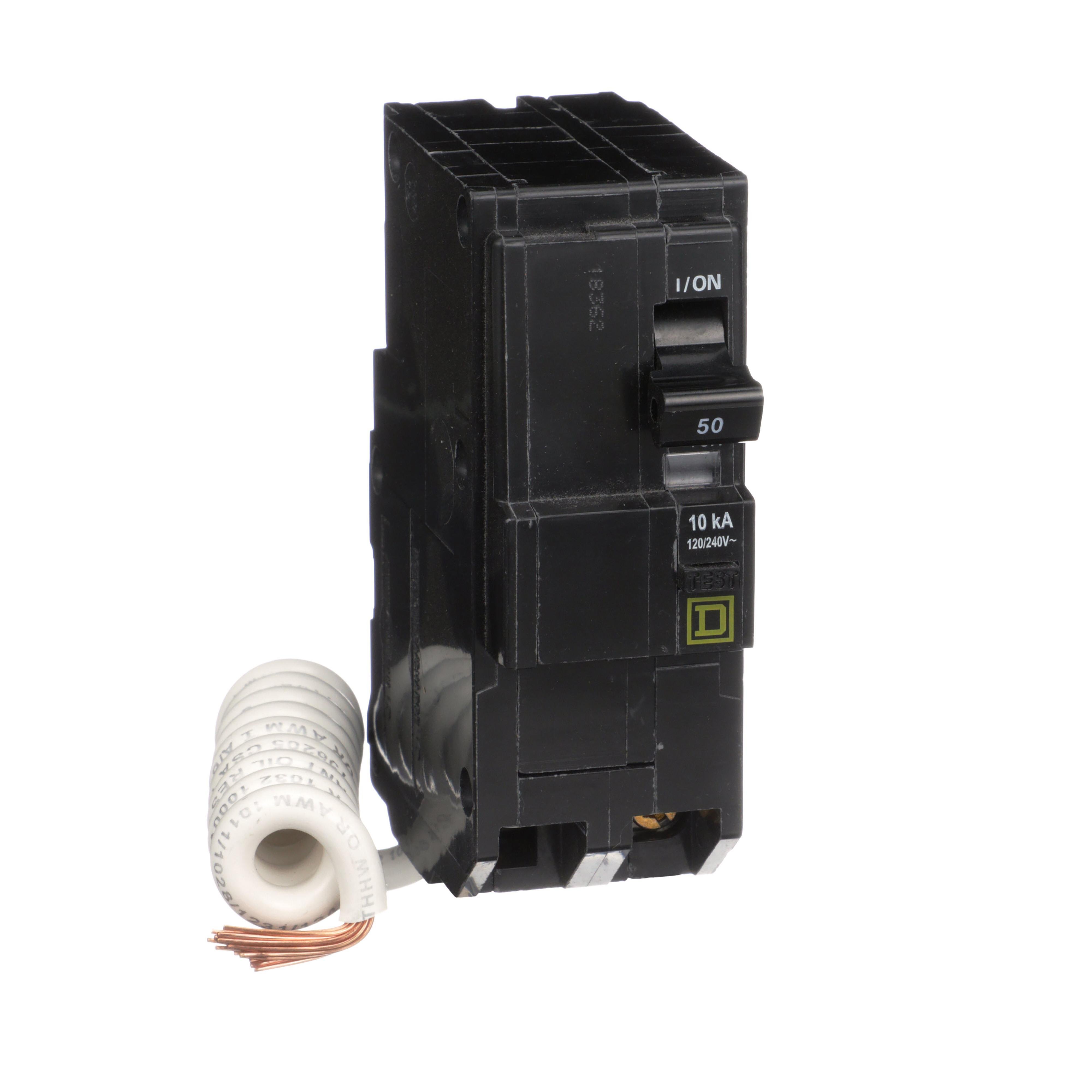 QO250EPD - [TAA] Mini circuit breaker, QO, 50A, 2 pole, 120/240VAC, 10kA, plug in, 30mA grd fault B