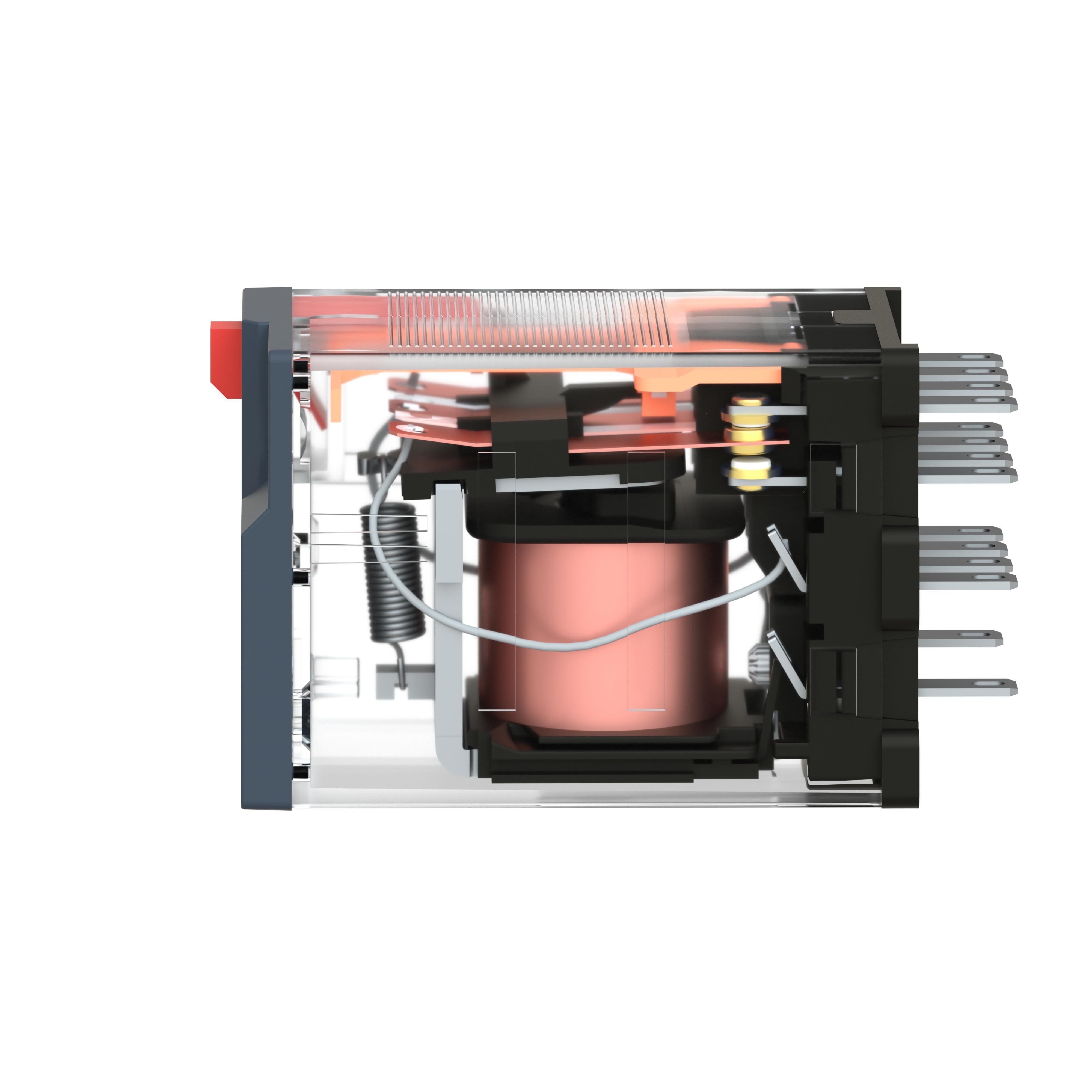 Picture of RXM4AB1F7 - miniature plug in relay, Harmony Electromechanical Relays, 6A, 4CO, lockable test but to n, 120V AC