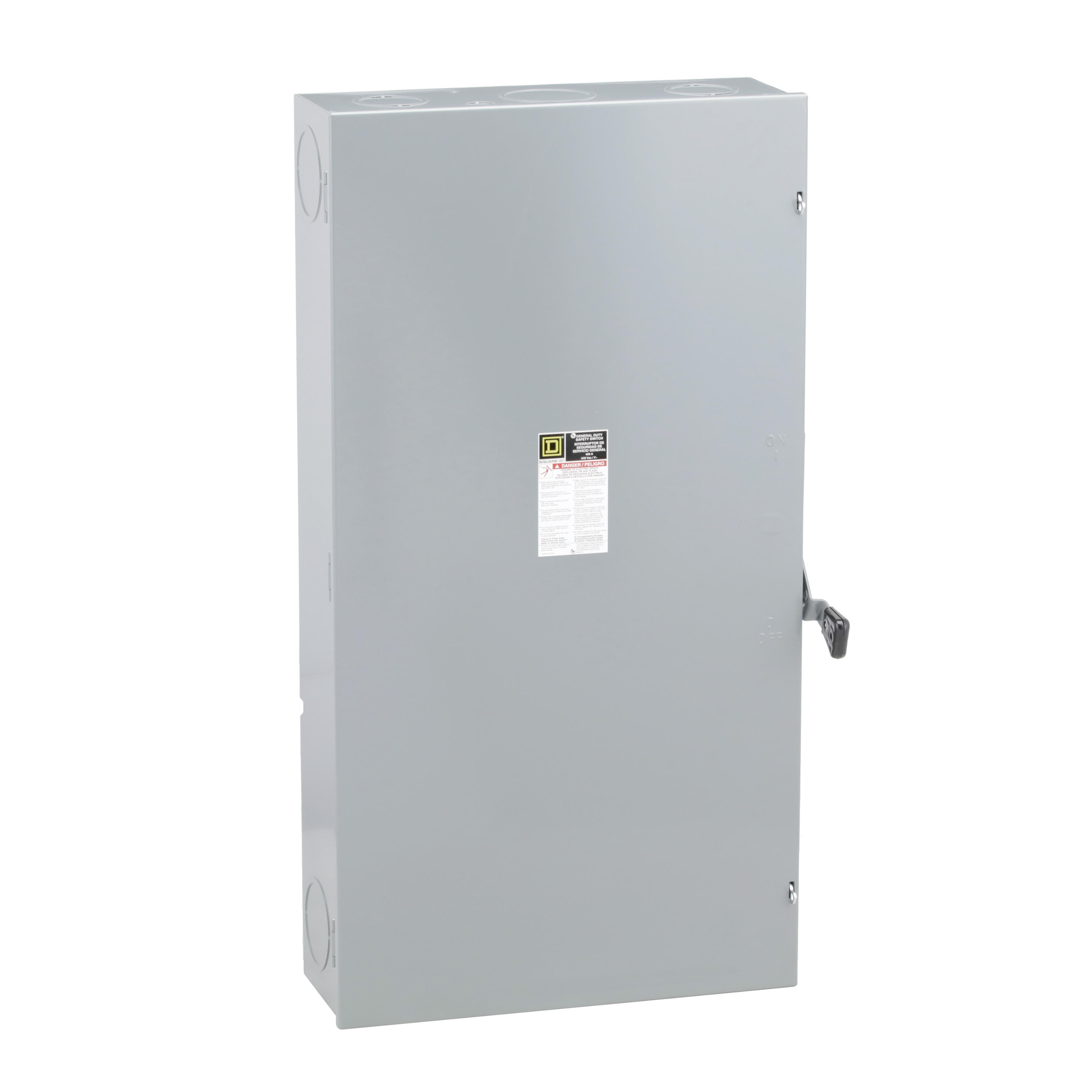 D325N - Safety switch, general duty, fusible, 400A, 3 pole, 125hp, 240VAC, NEMA 1, neutral factory installed