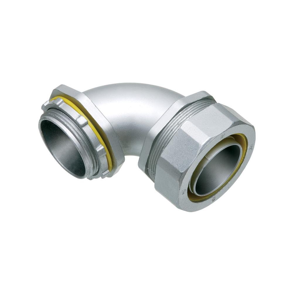 LT90150 - Straight, zinc die-cast connector for use with metallic or non metallic liquid tight conduit type B only. 1-1/2" Trade Size. 90 degrees.