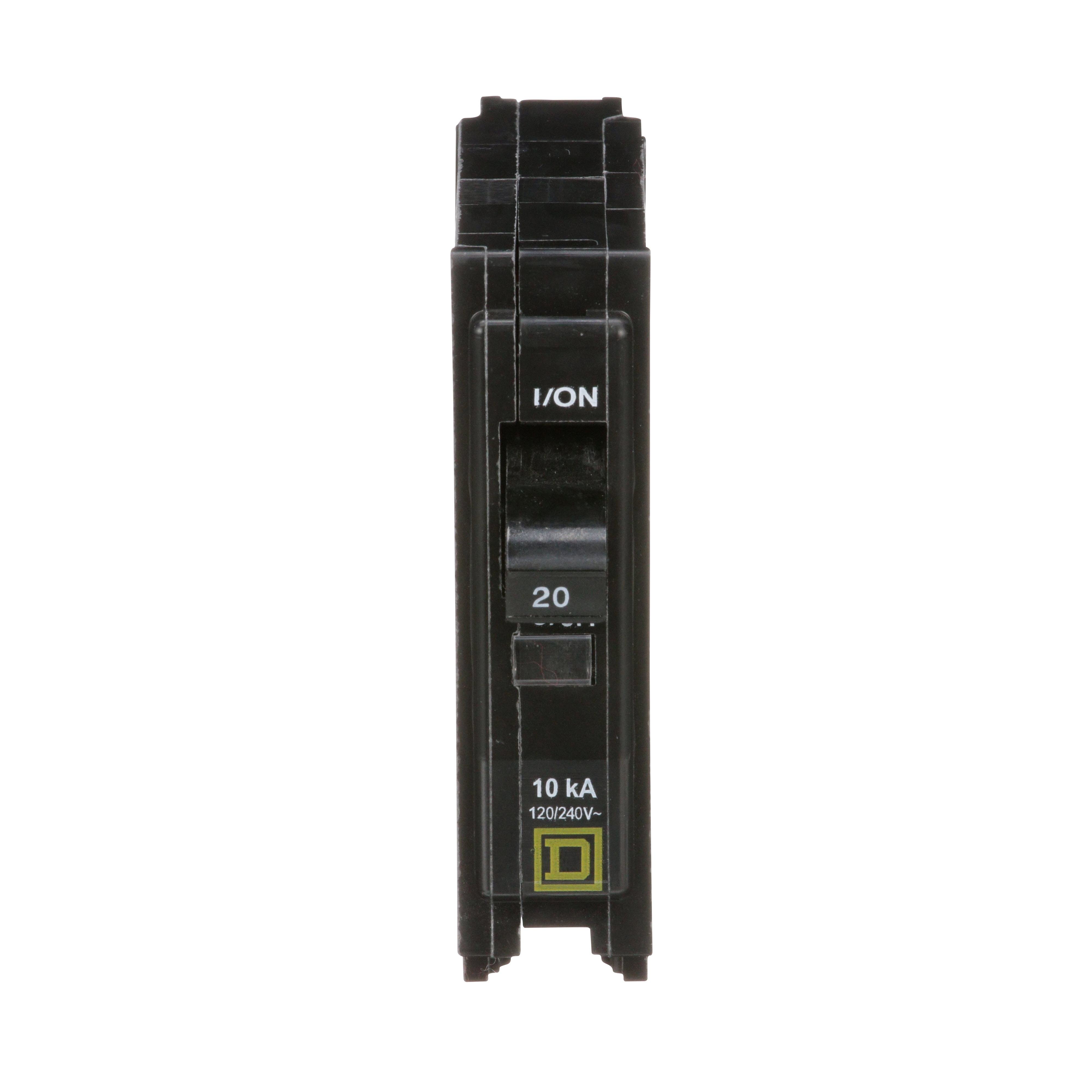 Picture of QO120HID - Mini circuit breaker, QO, 20A, 1 pole, 120/240VAC, 10kA, plug in, high density discharge