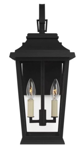 OL15401TXB - Warren Small 8.5 in. W 2-Light Textured Black Outdoor Wall Mount Lantern with Clear Glass Panels