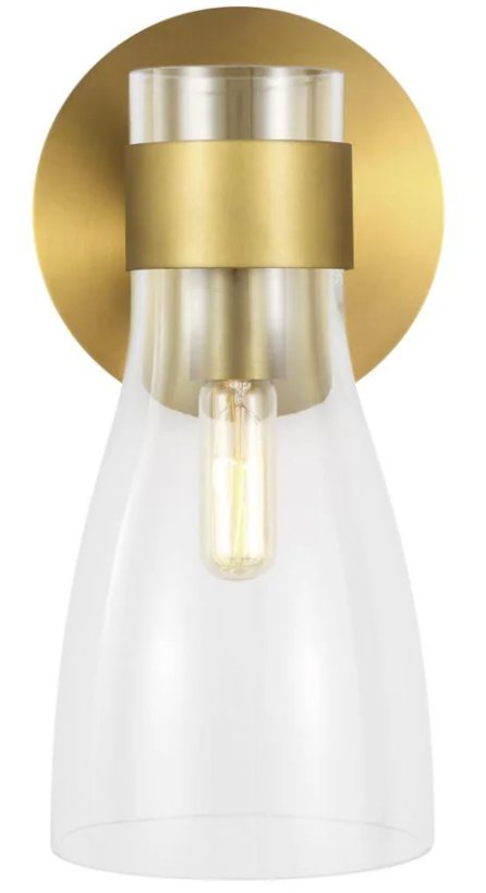 AEV1001BBS - Generation Lighting Moritz 1-Light Sconce Burnished Brass Finish With Clear Glass Shade And Clear Glass Shade (AEV1001BBS)