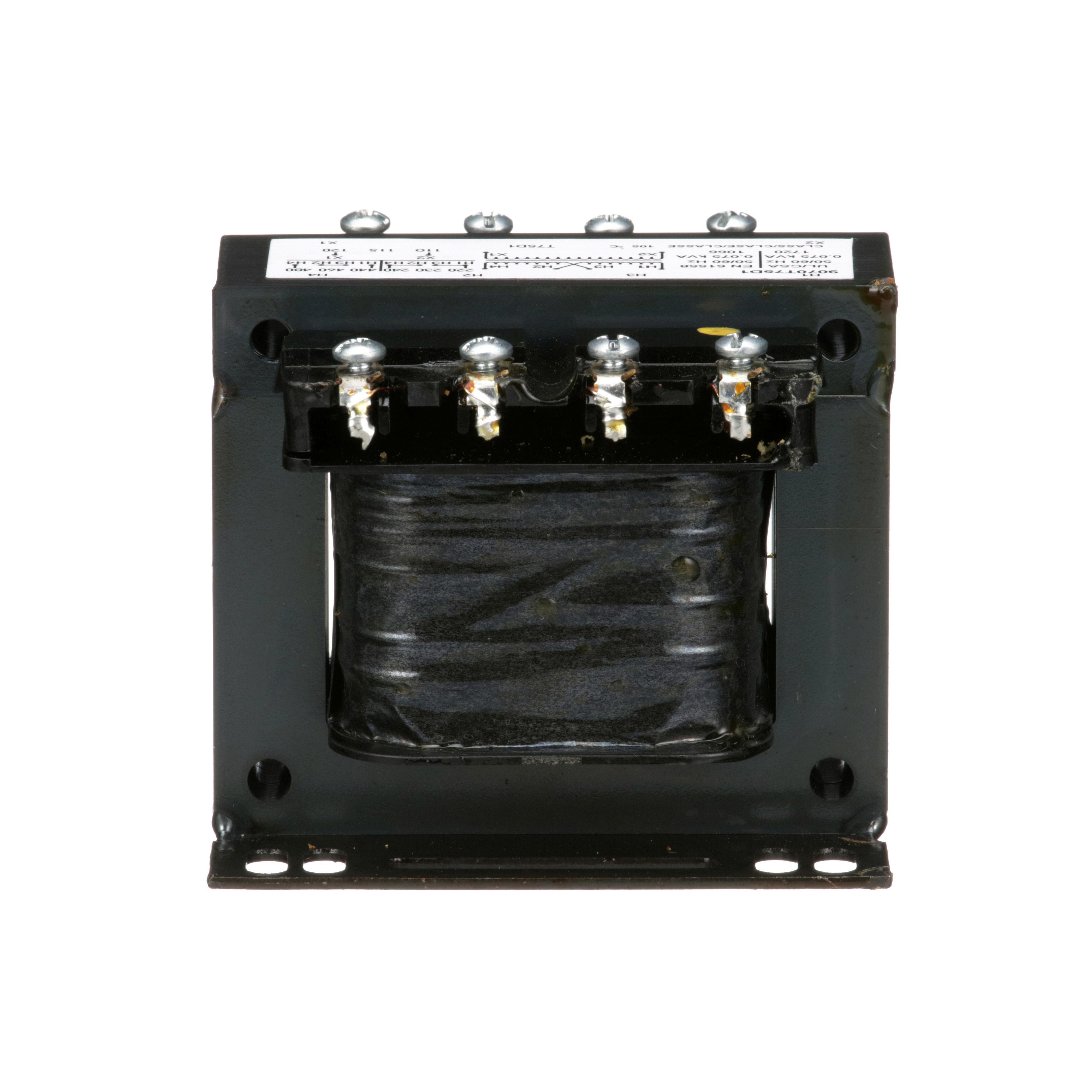 Picture of 9070T75D1 - Transformer, Type T, industrial control, 75VA, 1 phase, 240x480V primary, 120V secondary, 55C rise