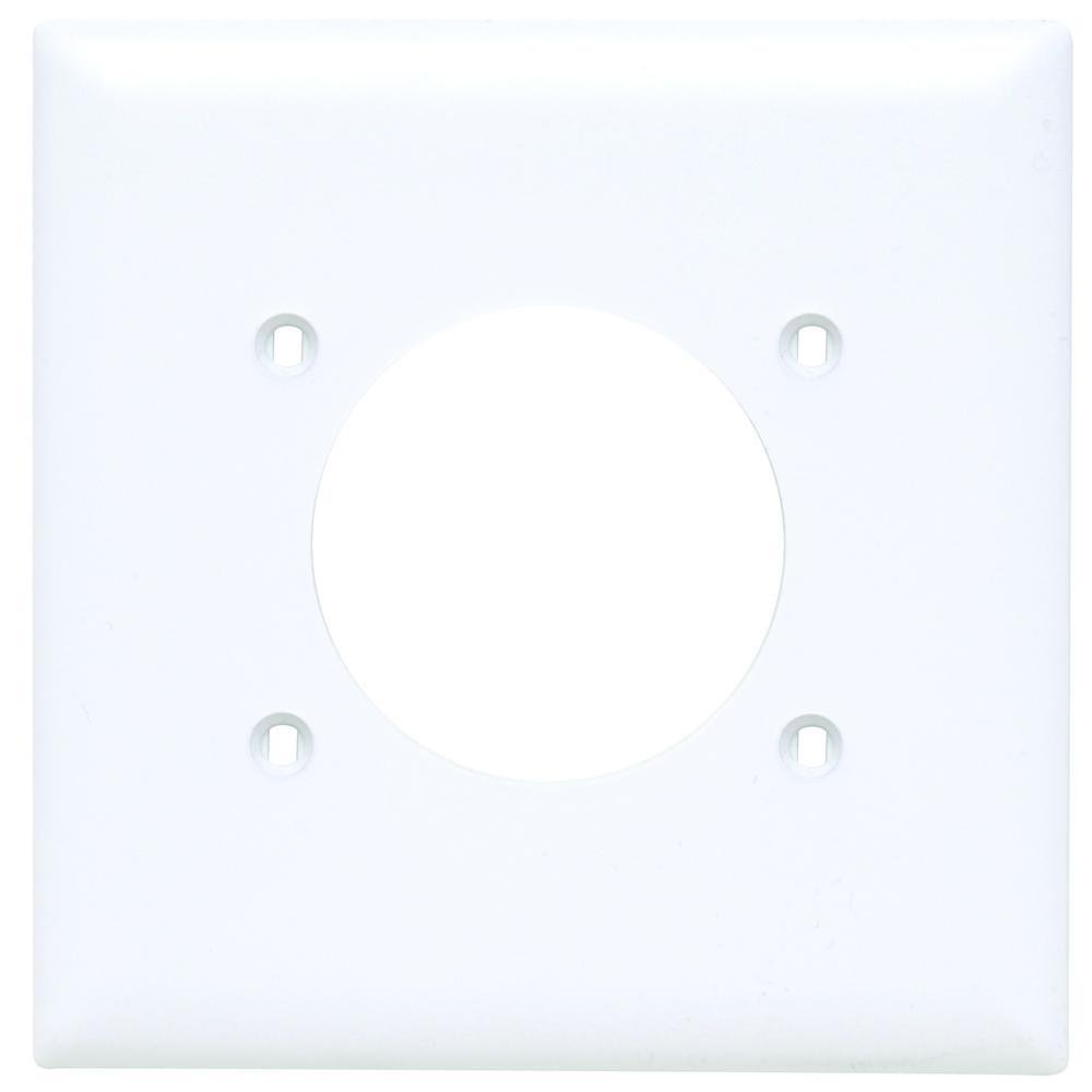 TP703-W - TradeMaster® 2-Gang Nylon Wall Plate, 2.1563in Power Outlet Receptacle Opening, 4 Mtg Holes, White