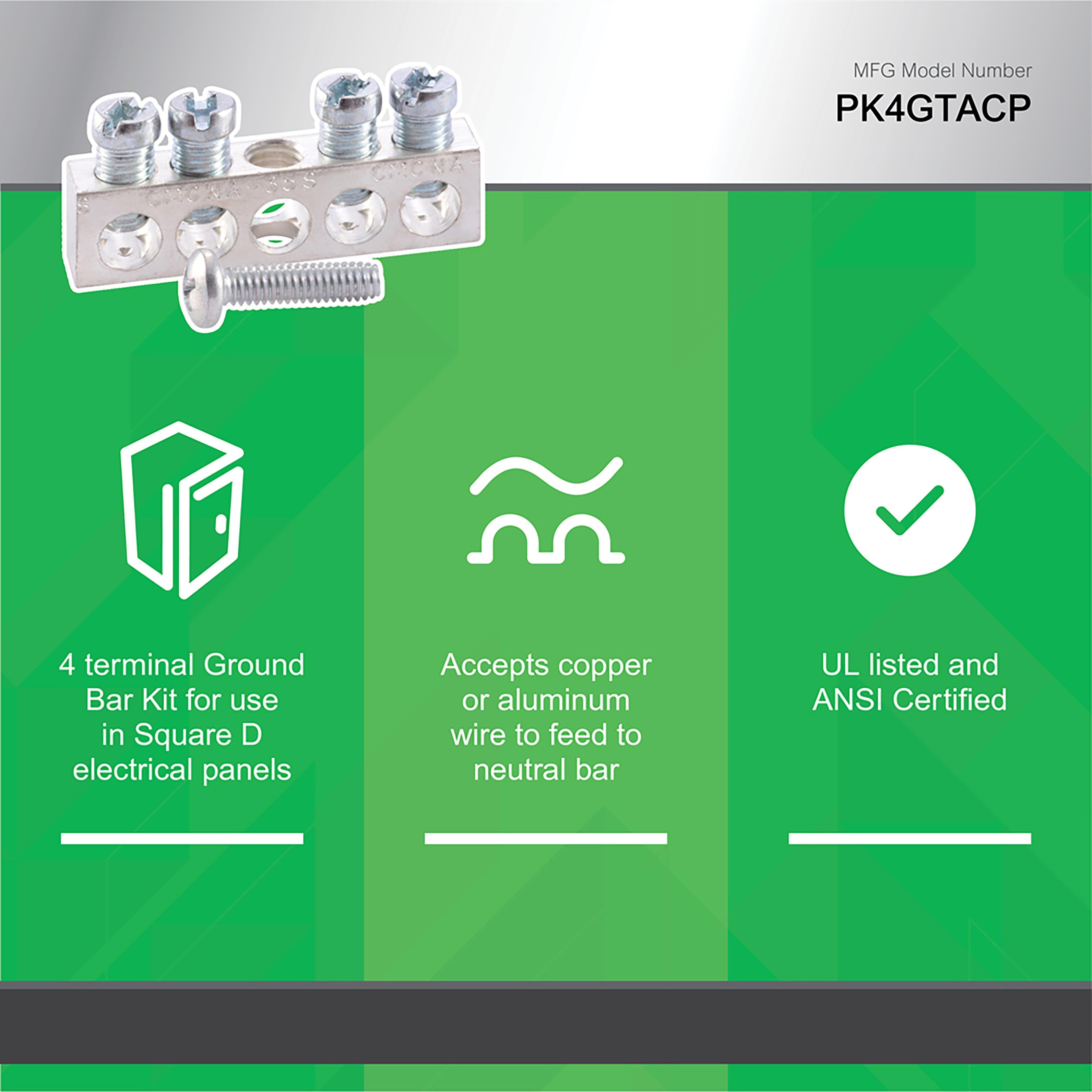 Picture of PK4GTA - Load center accessory, QO/Homeline, ground bar kit, 4 terminals