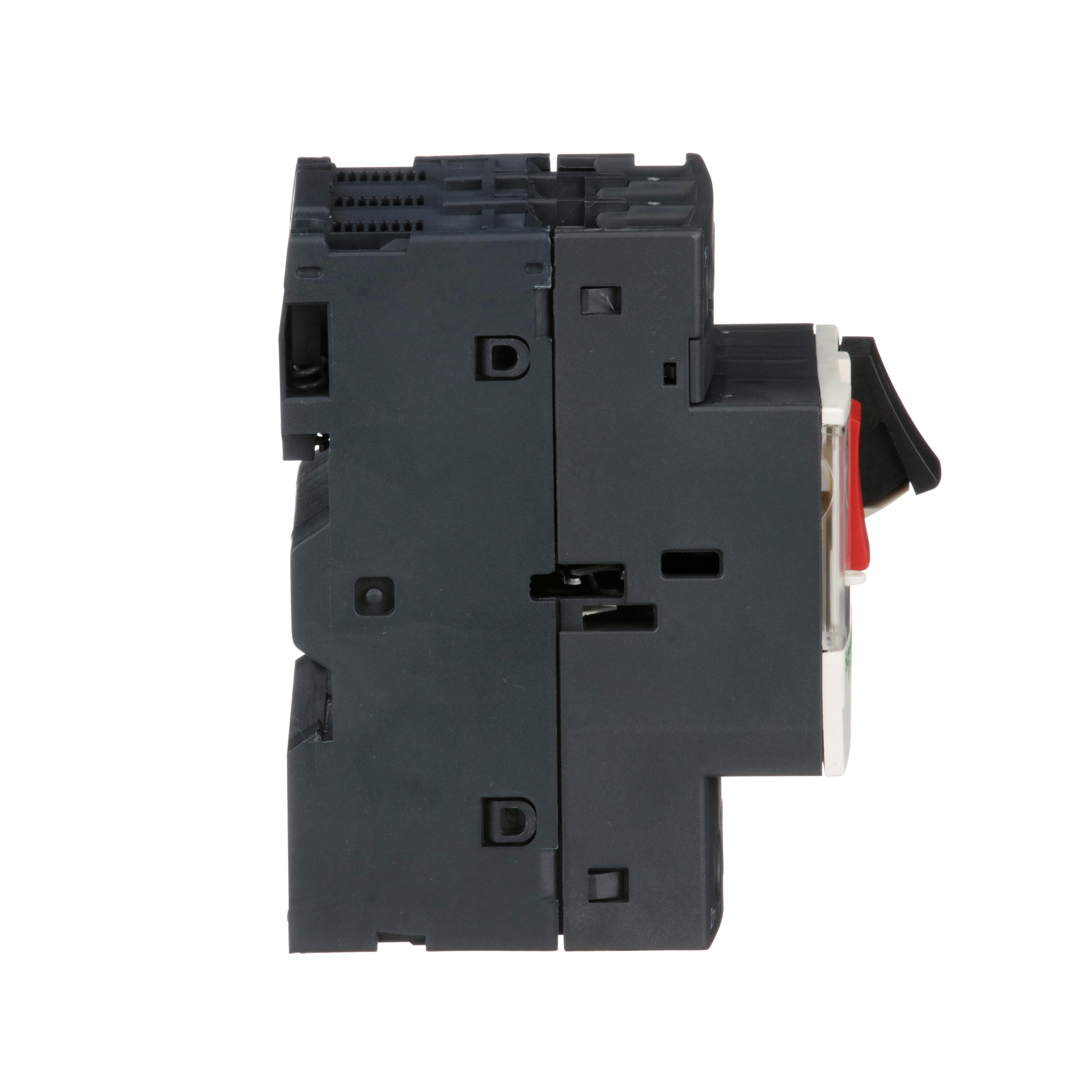 Picture of GV2ME20 - TeSys Deca Manual Starter and Protector, thermal magnetic circuit protector, push buttons, 13 to 18 A, screw clamp