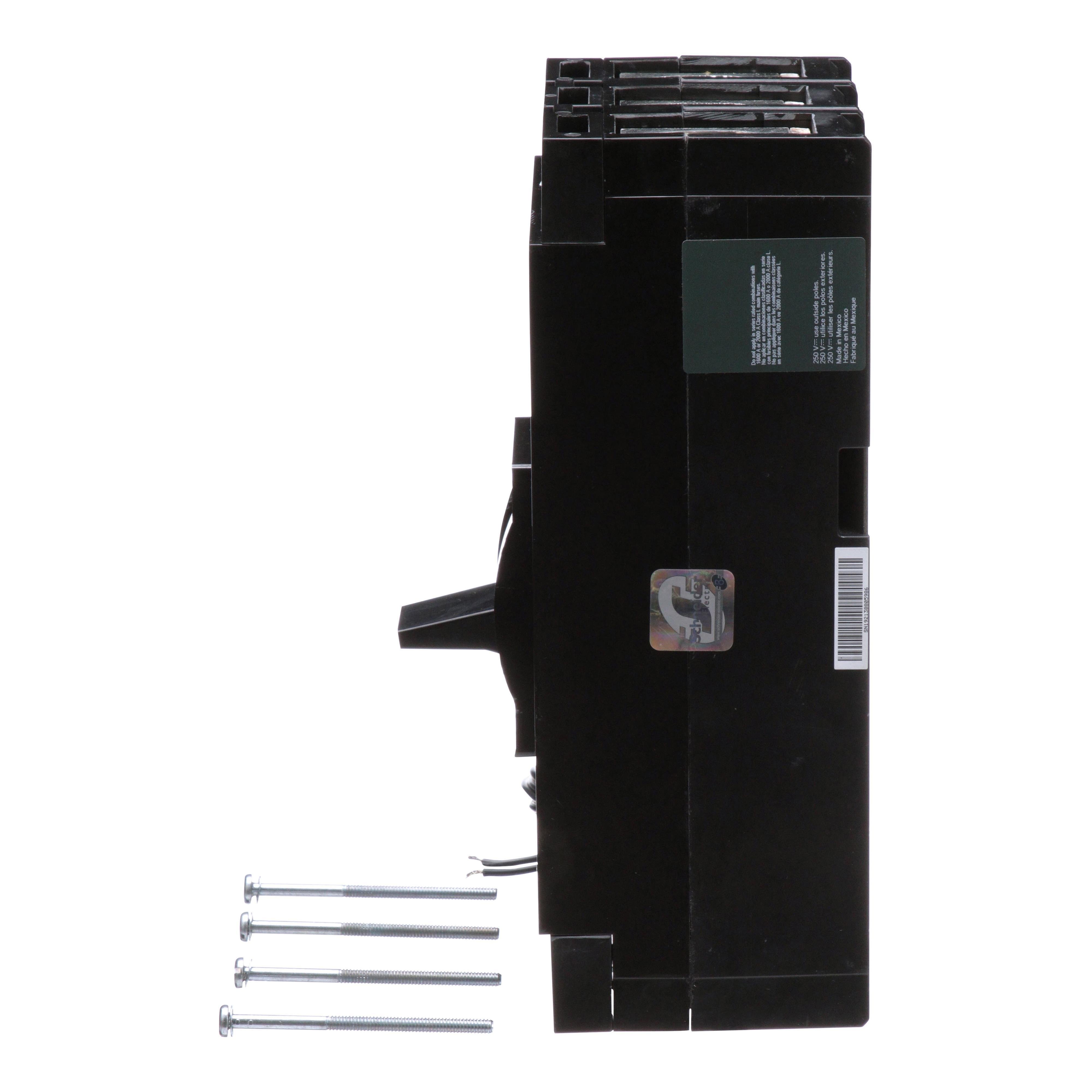 Picture of LAL364001021 - Circuit breaker, LA, 400A, 3 pole, 600VAC, 22kA, 250VDC, 10kA, lugs, thermal magnetic, shunt trip