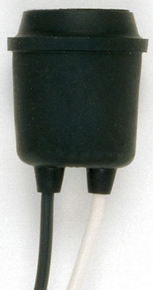 Picture of 90/1097 - Rubber Coated Pigtail Socket - 6" 14 GA 105C Leads - Aluminum Screw Shell - 1-3/4" Height - 1-3/4" Diameter - 660W - 600V