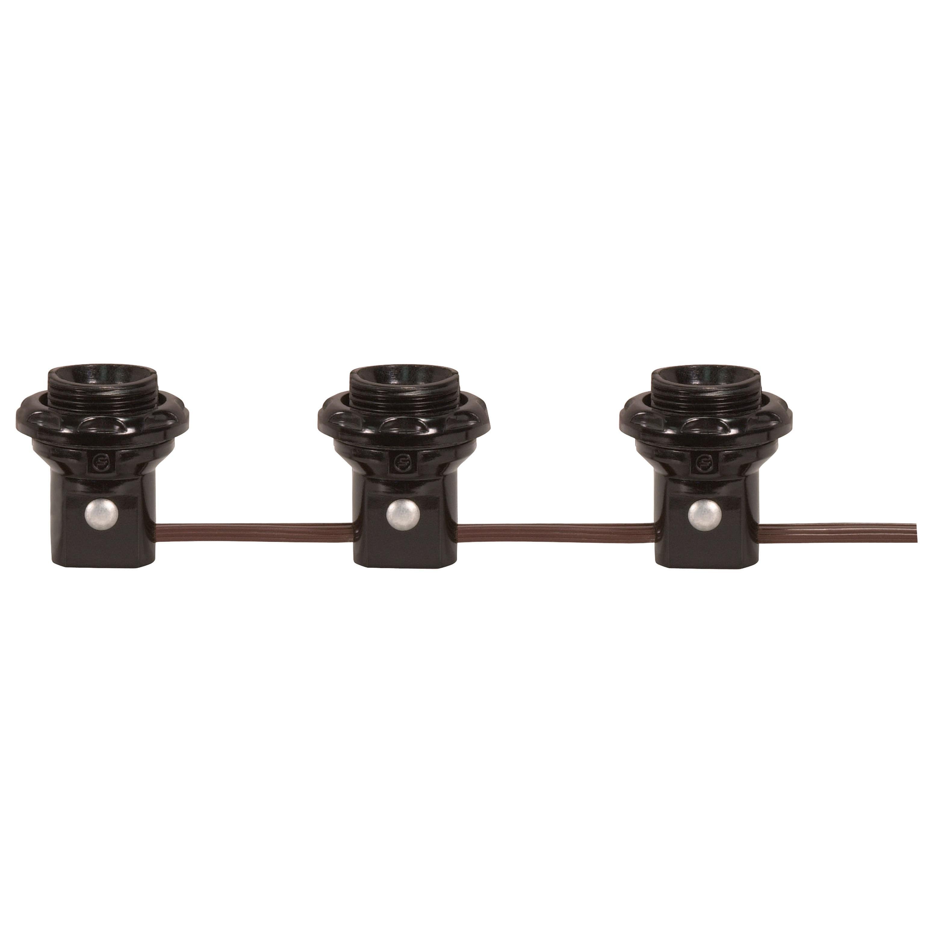 80-1474 - 3-Light Phenolic Threaded Candelabra Harness Set, 1-1/4" With Shoulder and Phenolic Ring, 6" Centers 18" Tail, 75W, 125V