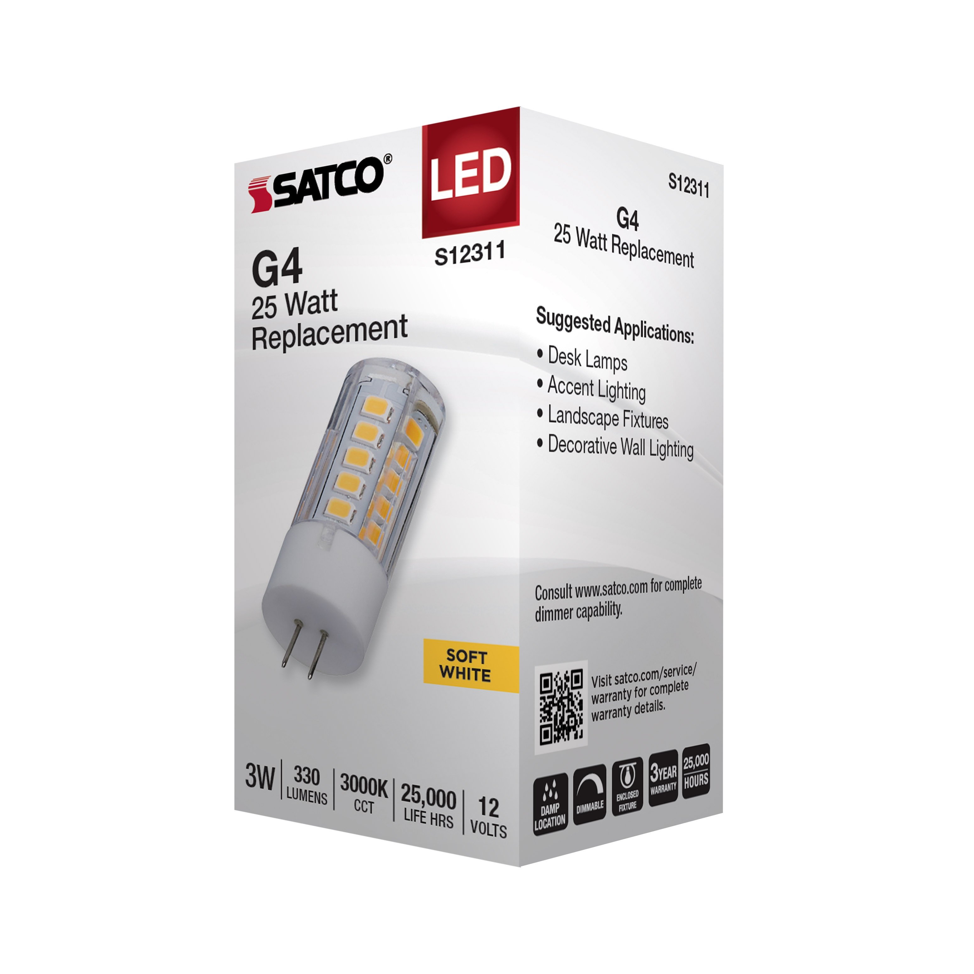 Picture of S12311 - 3 Watt T5 LED - Clear Finish - Bi Pin G4 Base - 3000K - 12 Volt