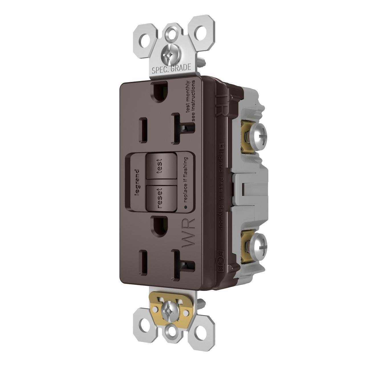 Picture of 2097-TRWR - radiant® Tamper-Resistant Weather-Resistant 20A Duplex Self-Test GFCI Receptacles with SafeLock® Protection, Brown