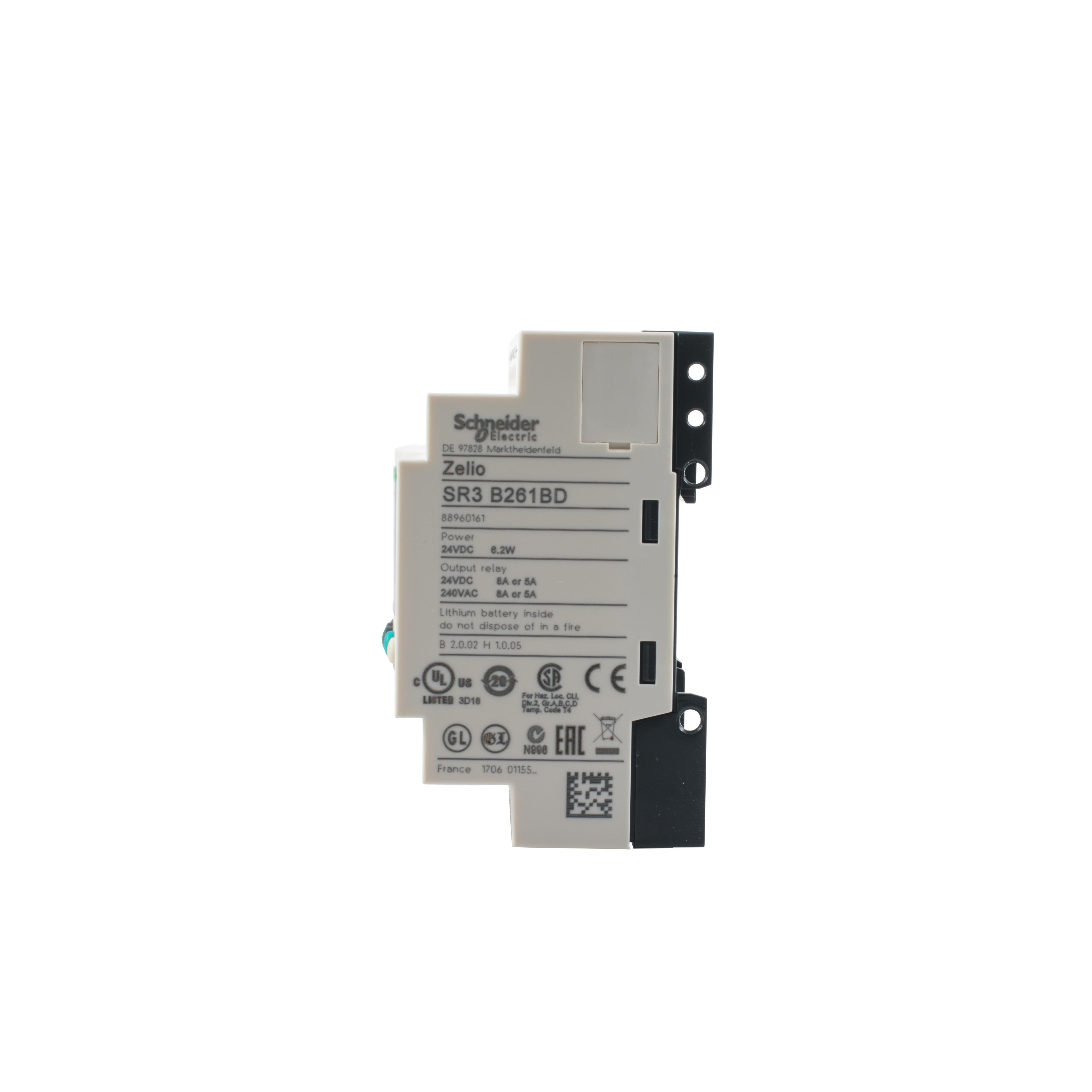 Picture of SR3B261BD - modular smart relay, Zelio Logic SR2 SR3, 26 IO, 24V DC, clock, display, 10 relay outputs