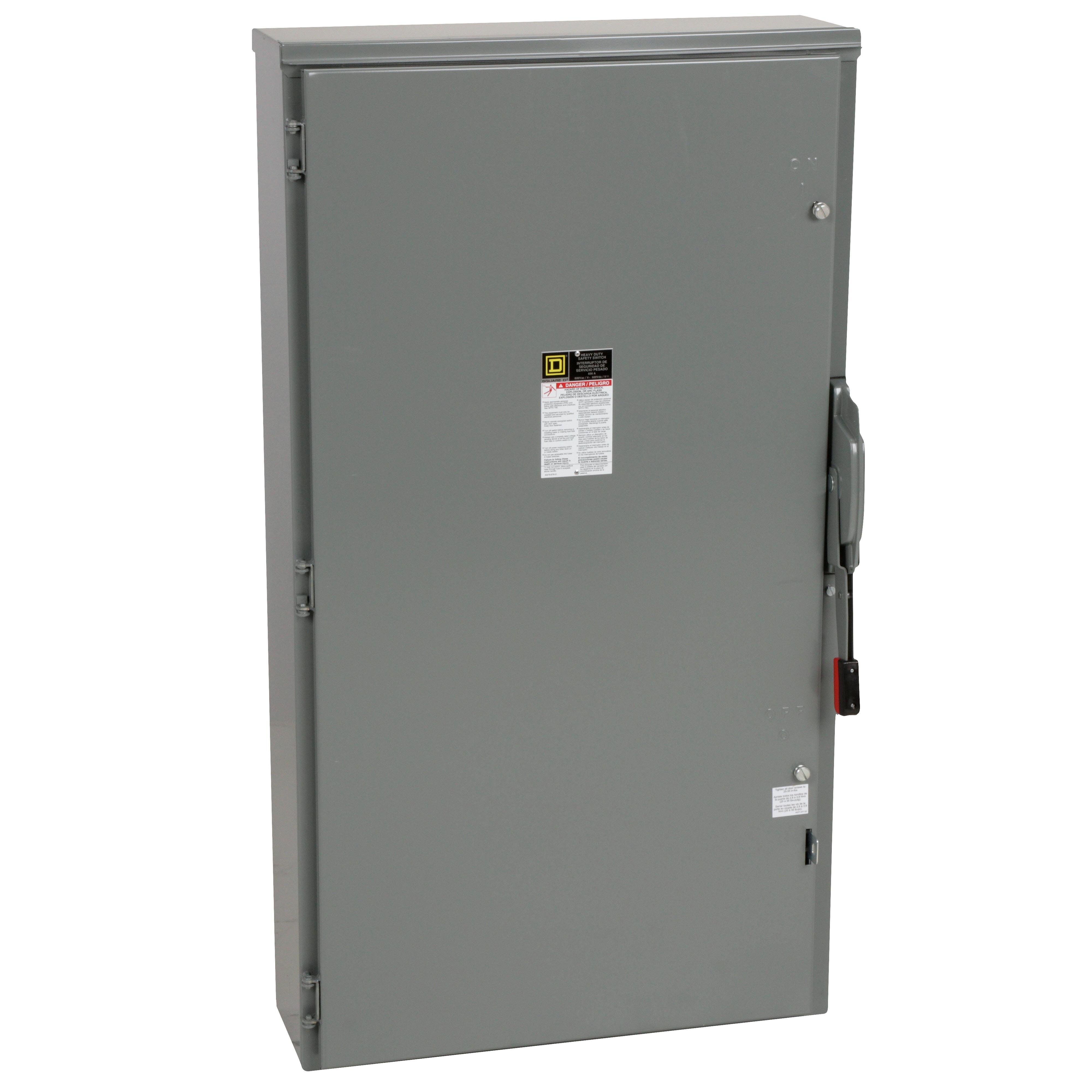 H366R - Safety switch, heavy duty, fusible, 600A, 3 wire, 3 pole, 500hp, 600VAC/DC, NEMA 3R