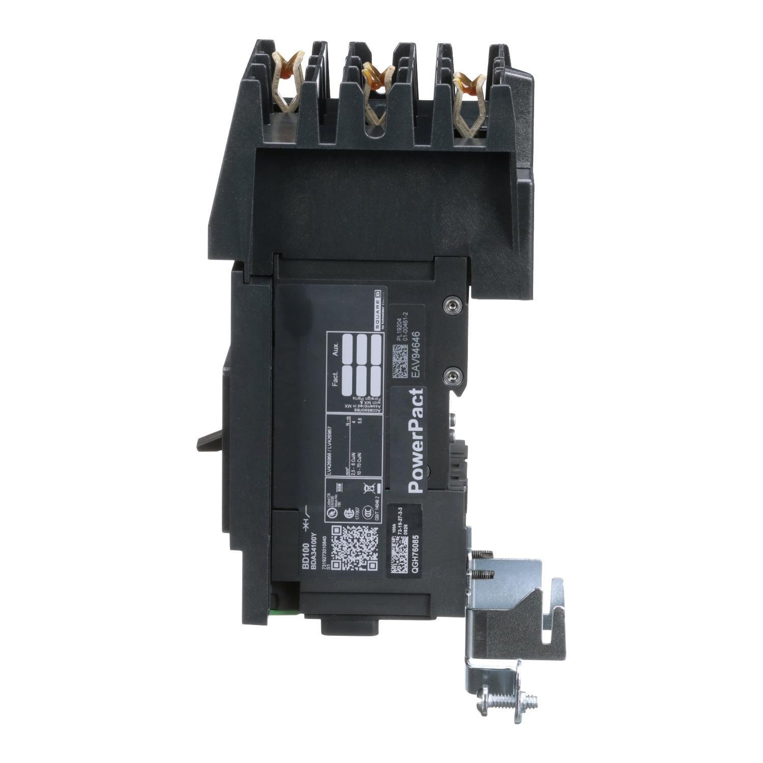 Picture of BDA34100Y - Circuit breaker, PowerPacT B, 100A, 3 pole, 480Y/277VAC, 18kA, I-Line, thermal magnetic, 80%, ABC