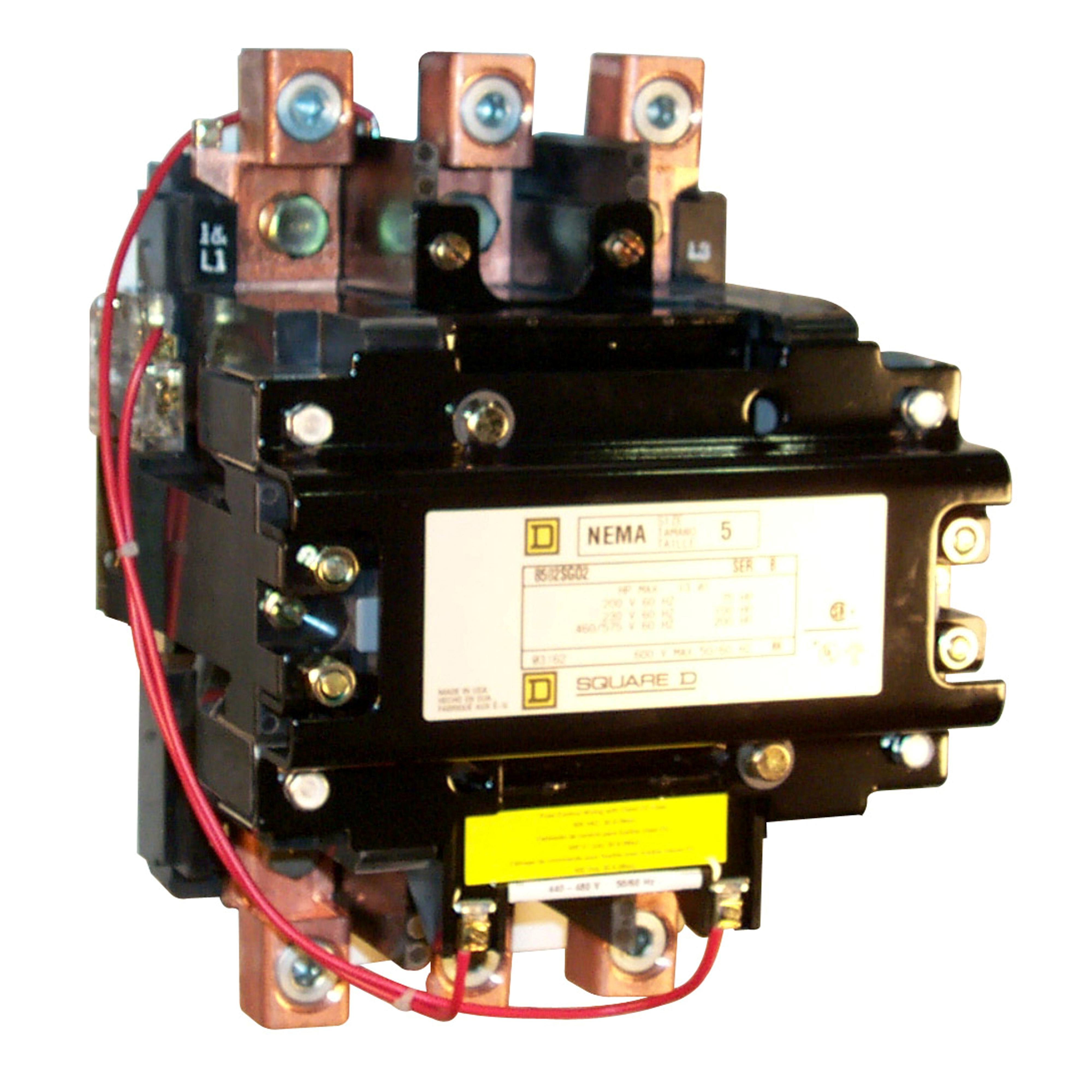 8502SGO2V06 - NEMA Contactor, Type S, nonreversing, Size 5, 270A, 200HP at 575VAC, 3 phase, up to 100kA, 3 pole, 480VAC coil, open [TAA]
