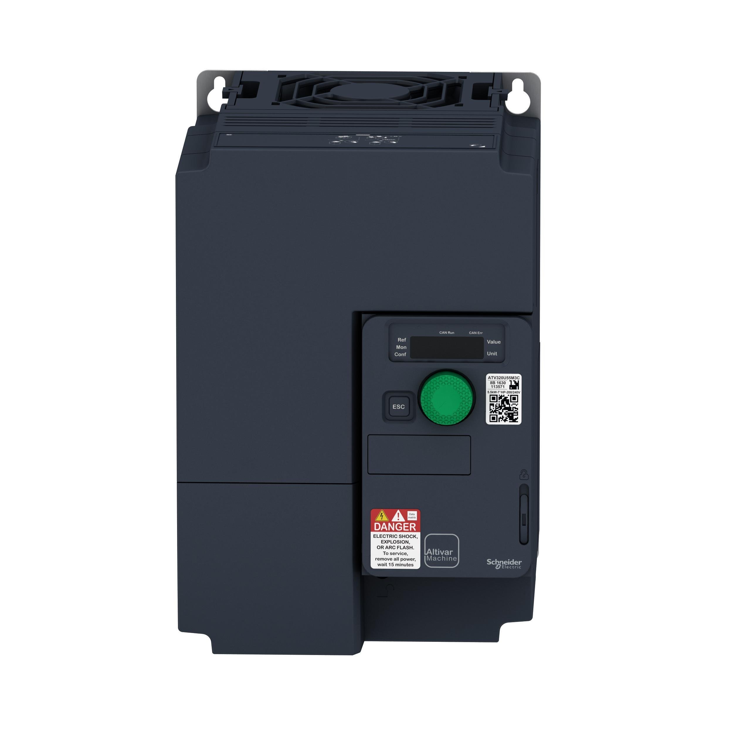 ATV320U55M3C - variable speed drive, Altivar Machine ATV320, 5.5kW, 200 to 240V, 3 phases, compact