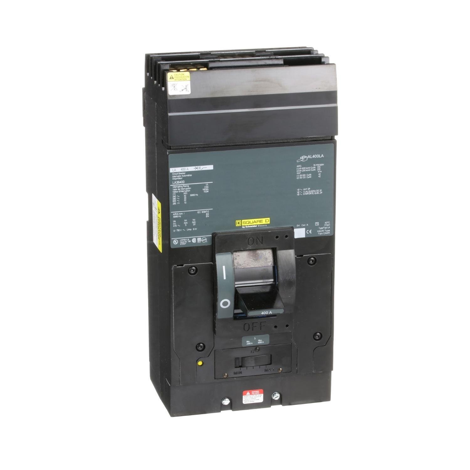 LA36400 - Circuit breaker, LA, 400A, 3 pole, 600VAC, 22kA, 250VDC, 10kA, I-Line, thermal magnetic