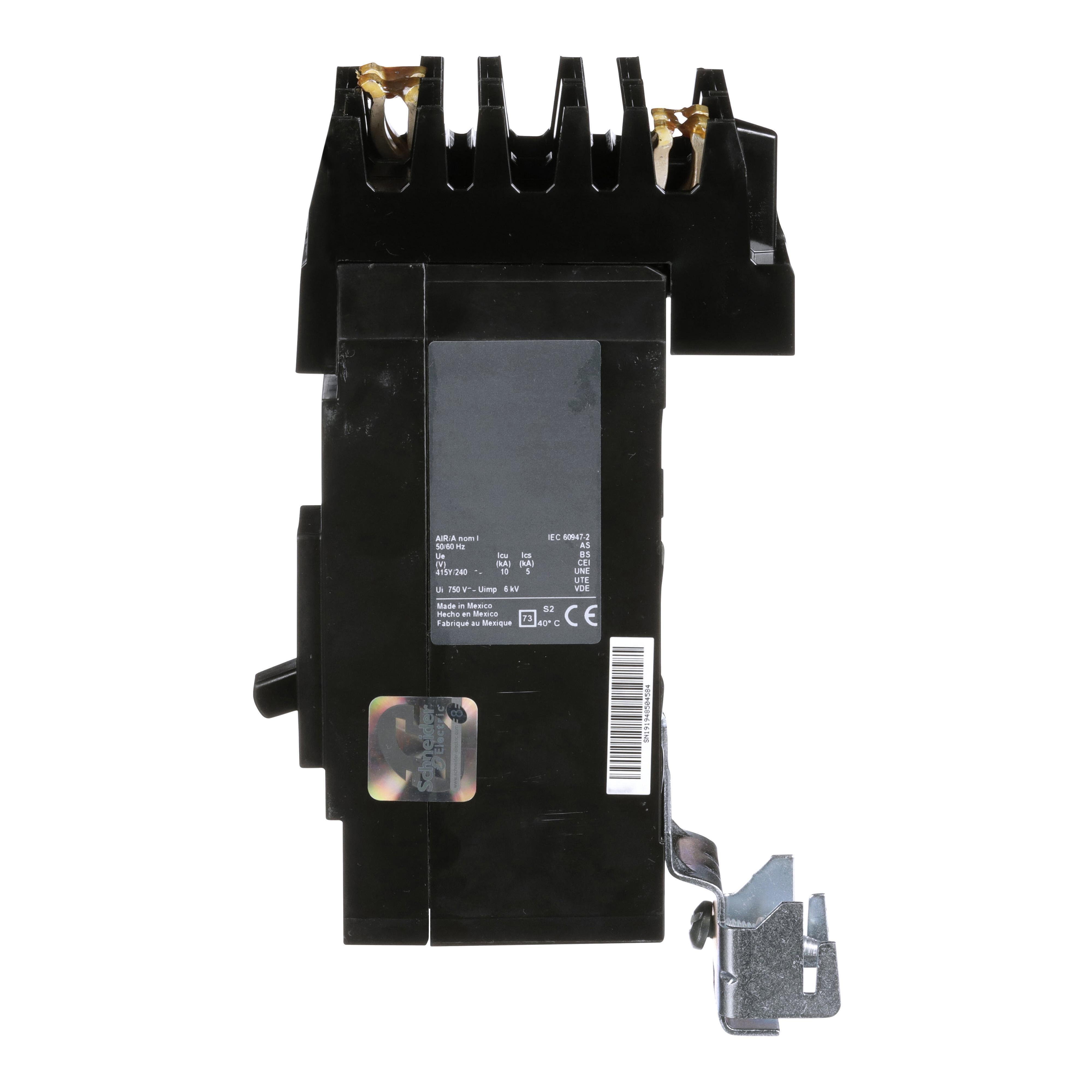 Picture of QBA221252 - Circuit breaker, PowerPacT Q, 125A, 2 pole, 240VAC, 10kA, I-Line, thermal magnetic, 80%, AC