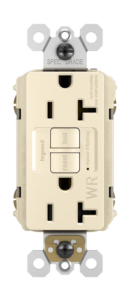 Picture of 2097-TRWRLA - radiant® Tamper-Resistant Weather-Resistant 20A Duplex Self-Test GFCI Receptacles with SafeLock® Protection, Light Almond