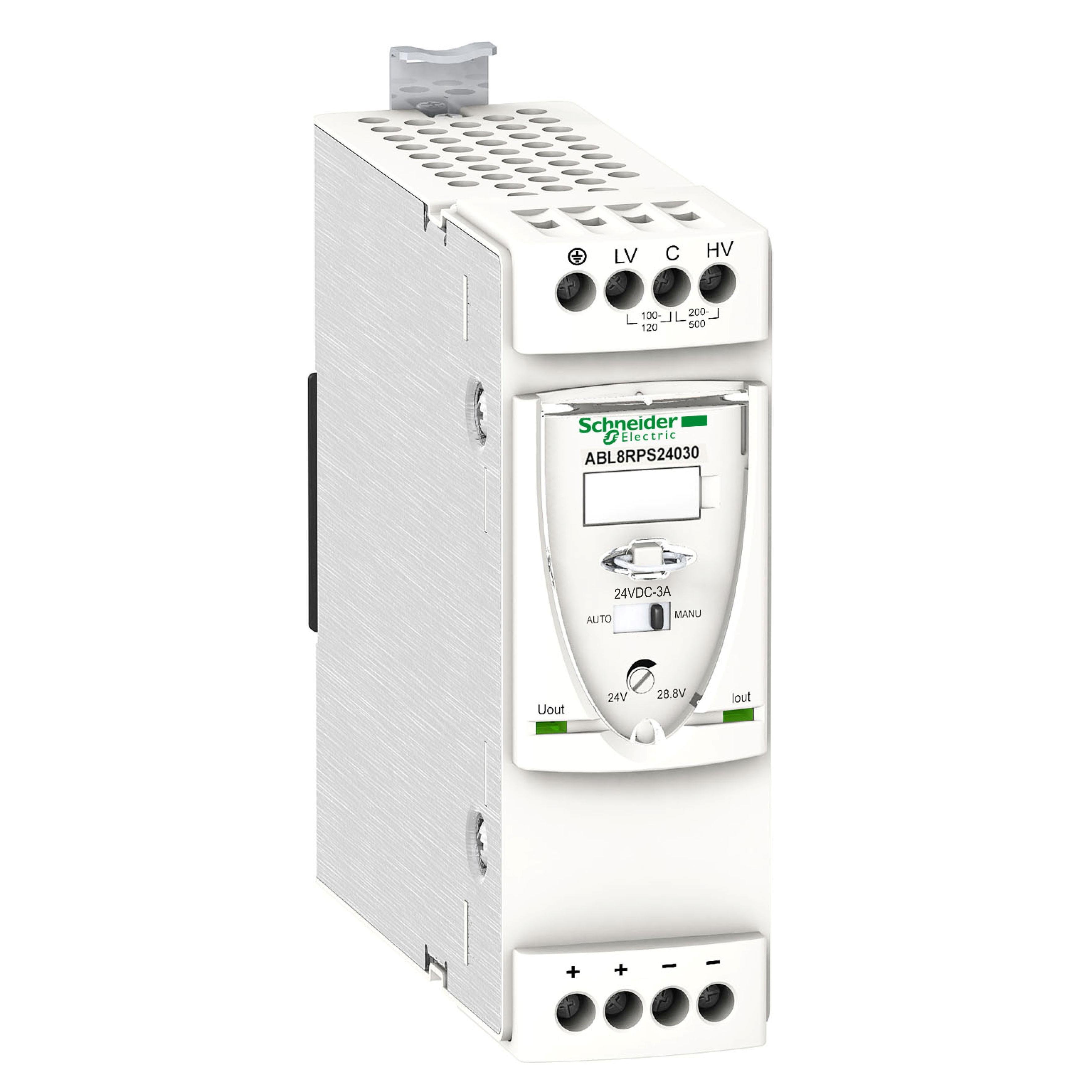 Picture of ABL8RPS24030 - universal power supply, Phaseo, 1 or 2 phase, 100 to 500 V, 24 V, 3 A