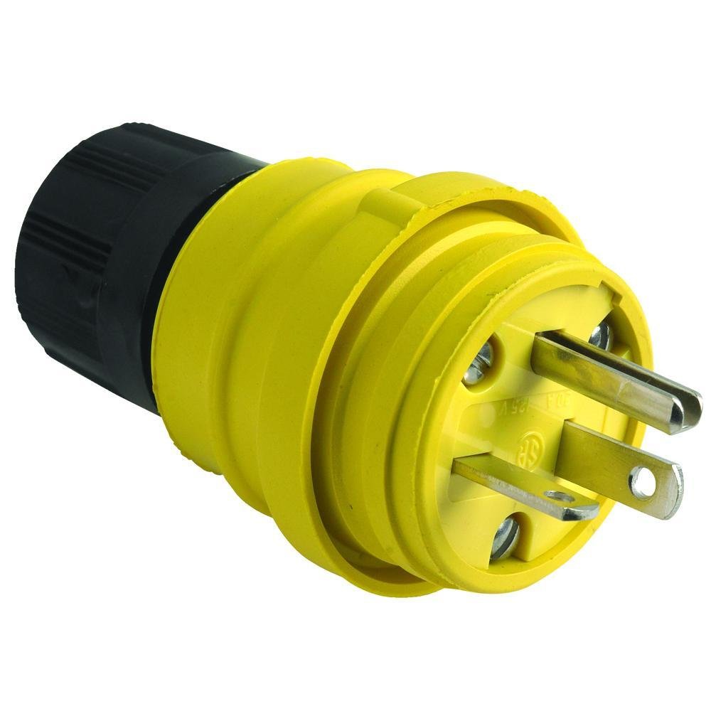 14W-33 - 20A, 125V Watertight Straight Blade Plug, Yellow