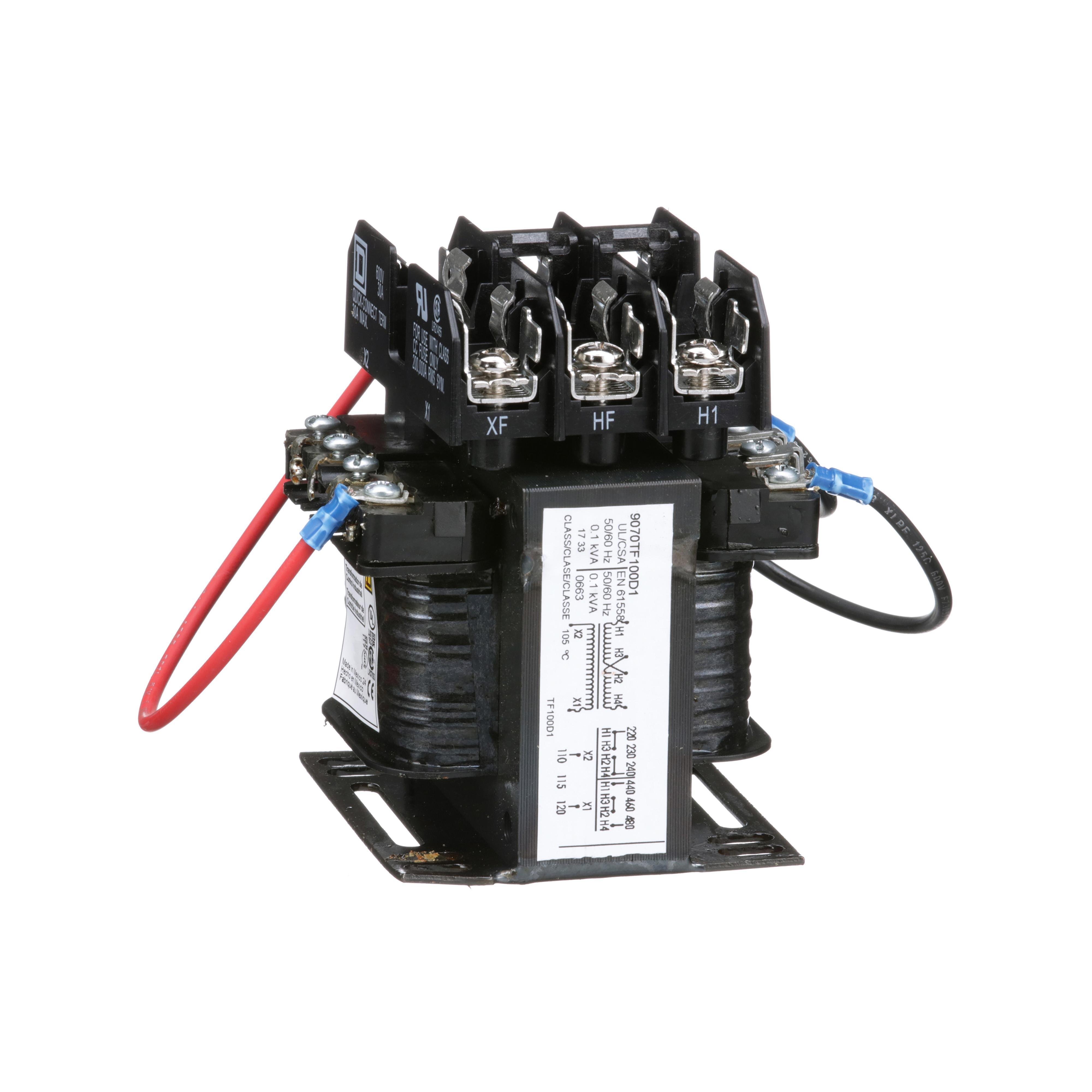 9070TF100D1 - Industrial control transformer, Type TF, 1 phase, 100VA, 240x480V primary, 120V secondary, 50/60Hz
