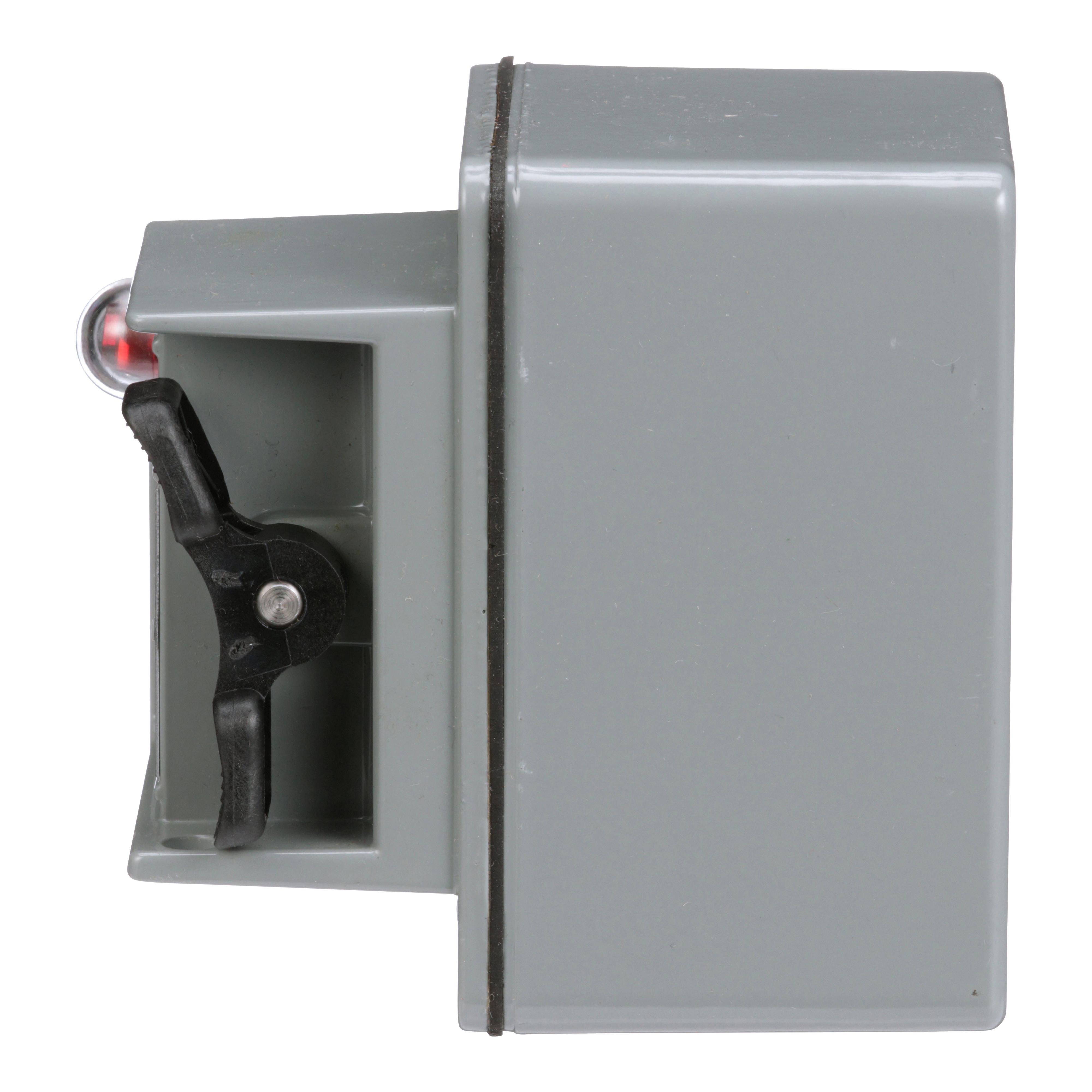 Picture of 2510KW2C - Switch, manual, 30A, 3 pole, 10 HP at 575 VAC, three phase, toggle operated, red 440/600 VAC indicator, NEMA 4 enclosure