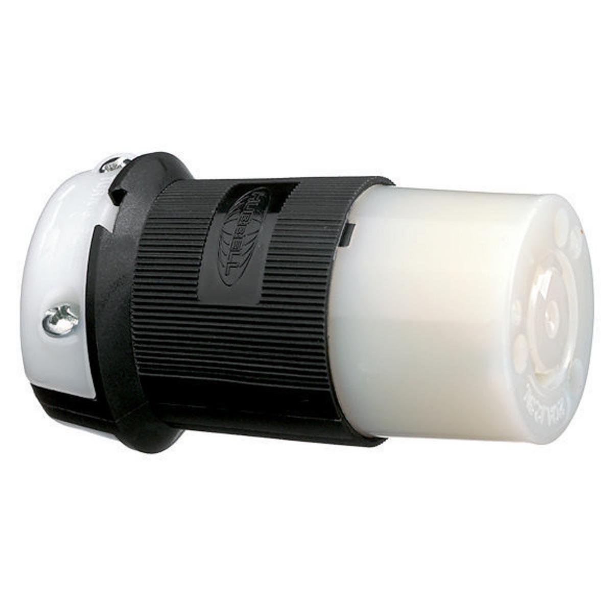 Picture of HBL2313 - Locking Devices, Twist-Lock®, Industrial, Female Connector Body, 20A 125V, 2-Pole 3-Wire Grounding, L5-20R, Screw Terminal, Black and White