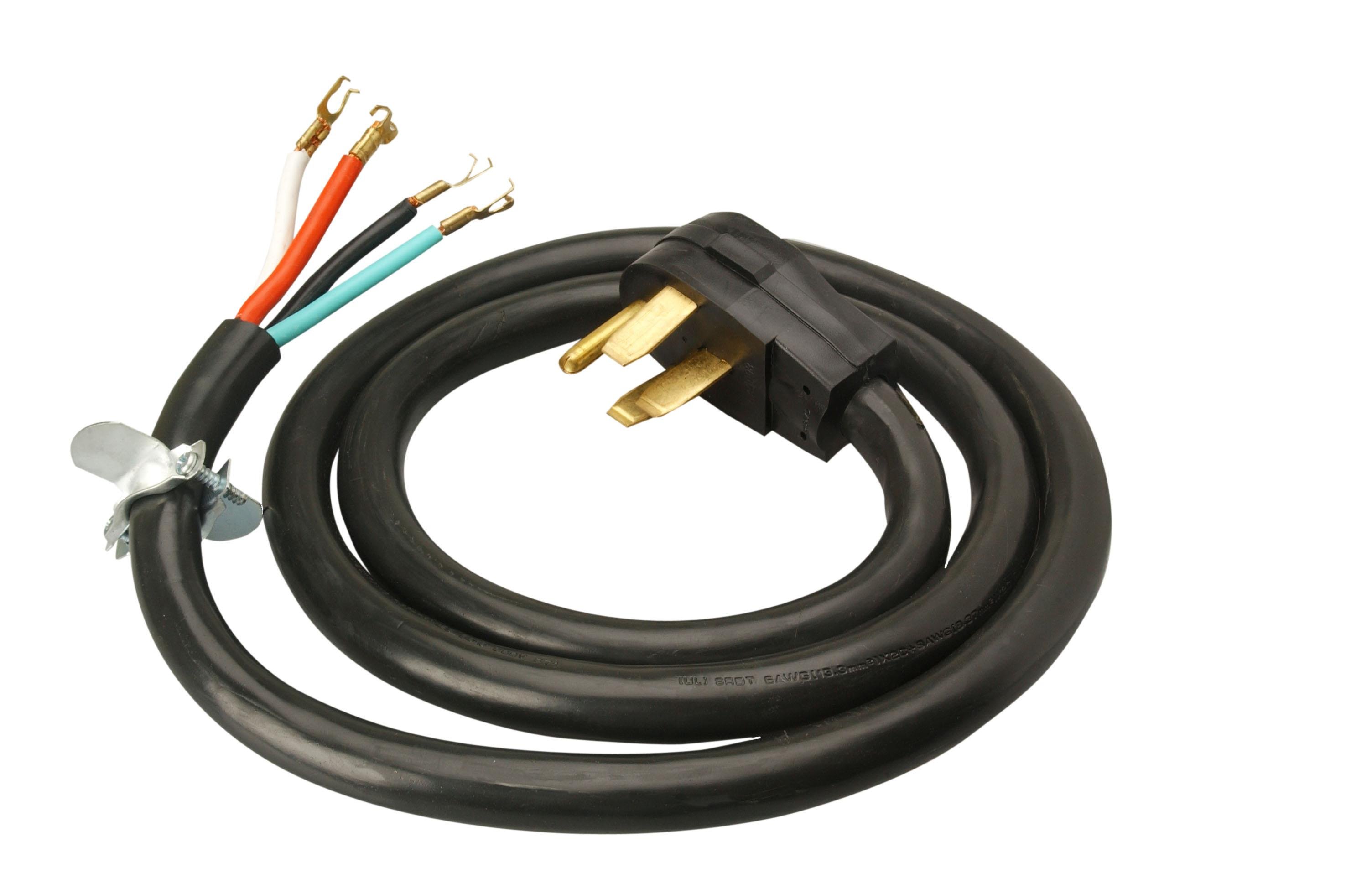 9046SW8808 - Coleman Cable 90468808 50-Amp 4-Wire Range Power Cord 6-Foot, 6', Black