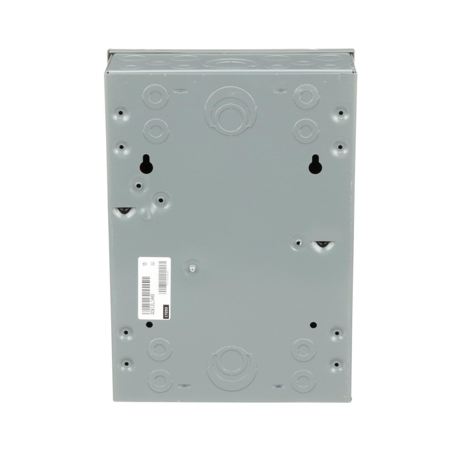 Picture of QO612L100S - Load center, QO, 1 phase, 6 spaces, 12 circuits, 100A fixed main lugs, NEMA1, surface cover
