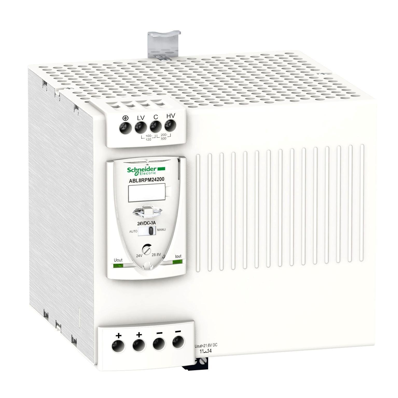 ABL8RPM24200 - Regulated switch power supply, modicon power supply, 1 or 2 phase, 100 to 240V, 24V, 20A