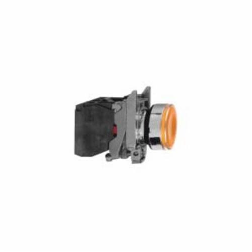 XB4BW35B5 - Illuminated push button, Harmony XB4, metal, orange flush, 22mm, universal LED, plain lens, 1NO + 1NC, 24V AC DC