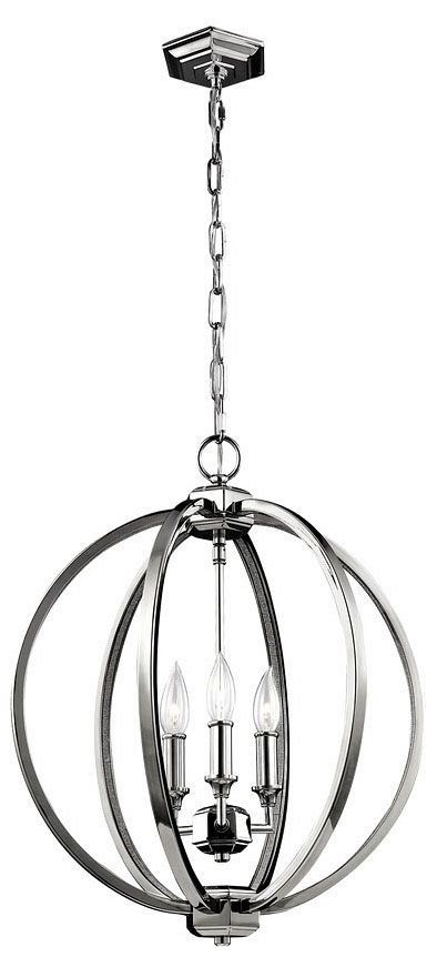 MURF F3060/3PN, Corinne 3-Light Globe Pendant Polished Nickel