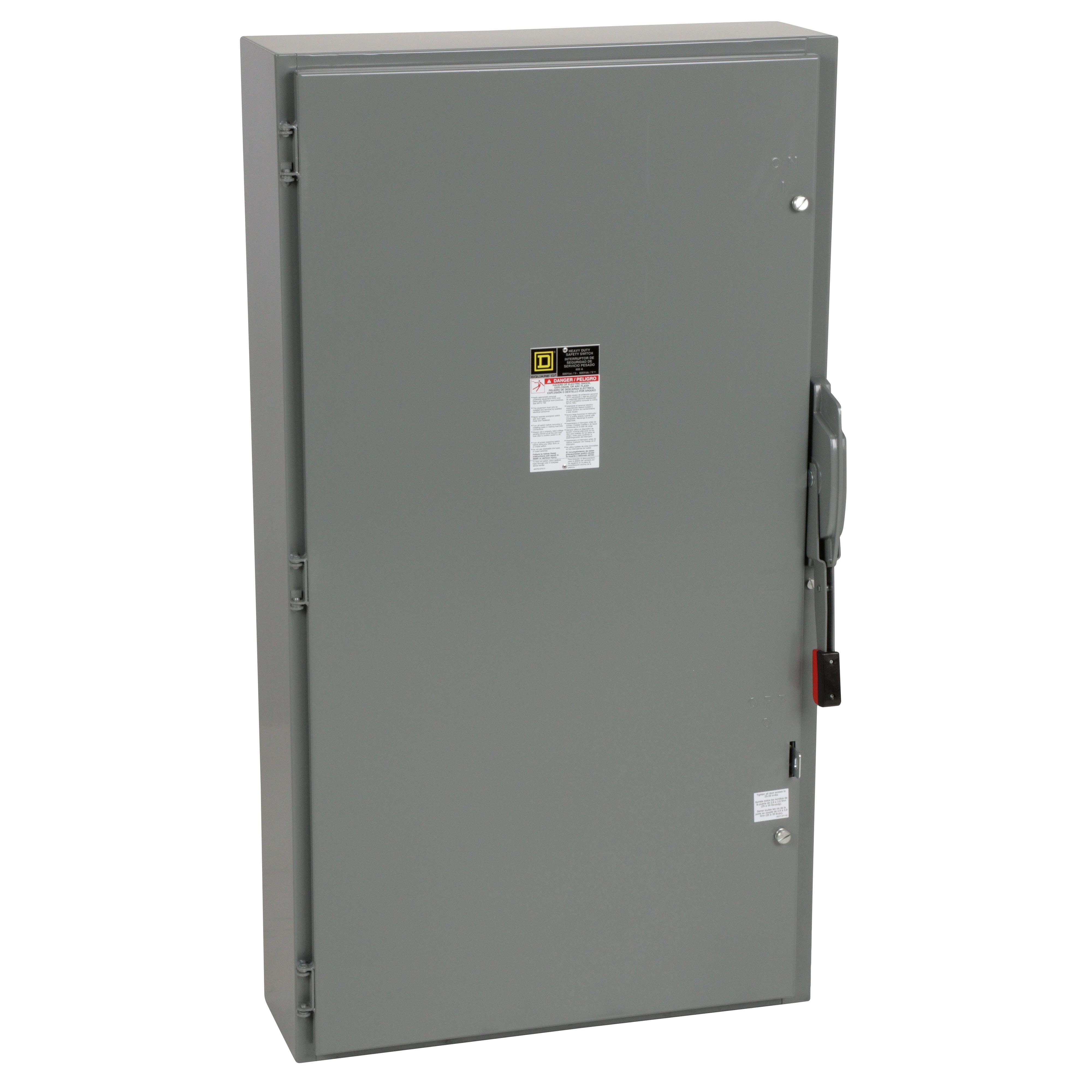 H366 - Safety switch, heavy duty, fusible, 600A, 3 wire, 3 pole, 500hp, 600VAC/DC, NEMA 1