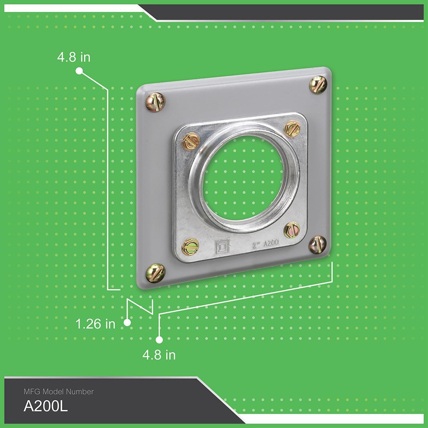 A200L - Meter pak accessory, hub, 2.00in wire size, Series A L, rainproof, 4.63in