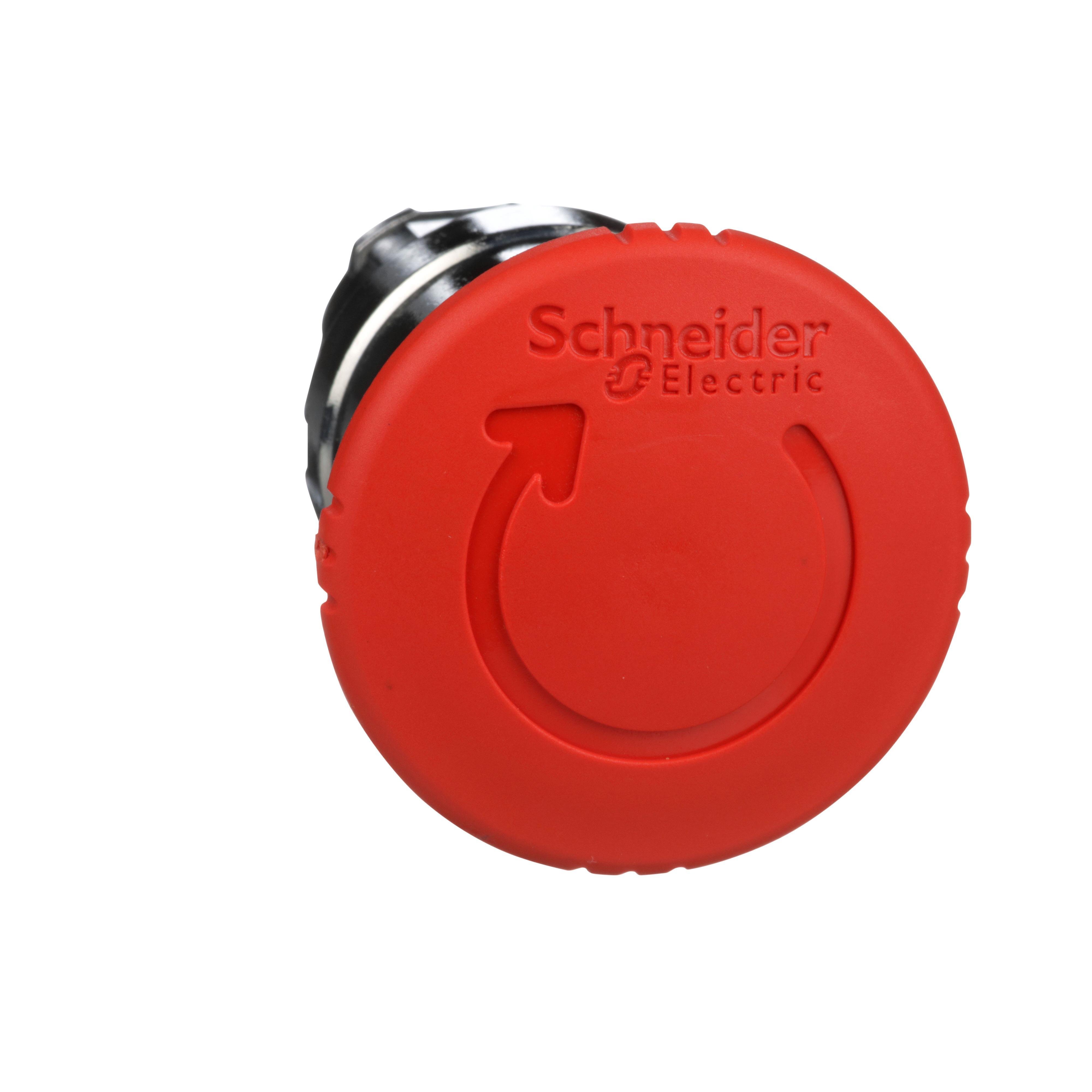 Picture of ZB5AS844 - Harmony, 22mm Push Button, emergency stop head, trigger and latching turn release, red, 40 mm mushroom, unmarked