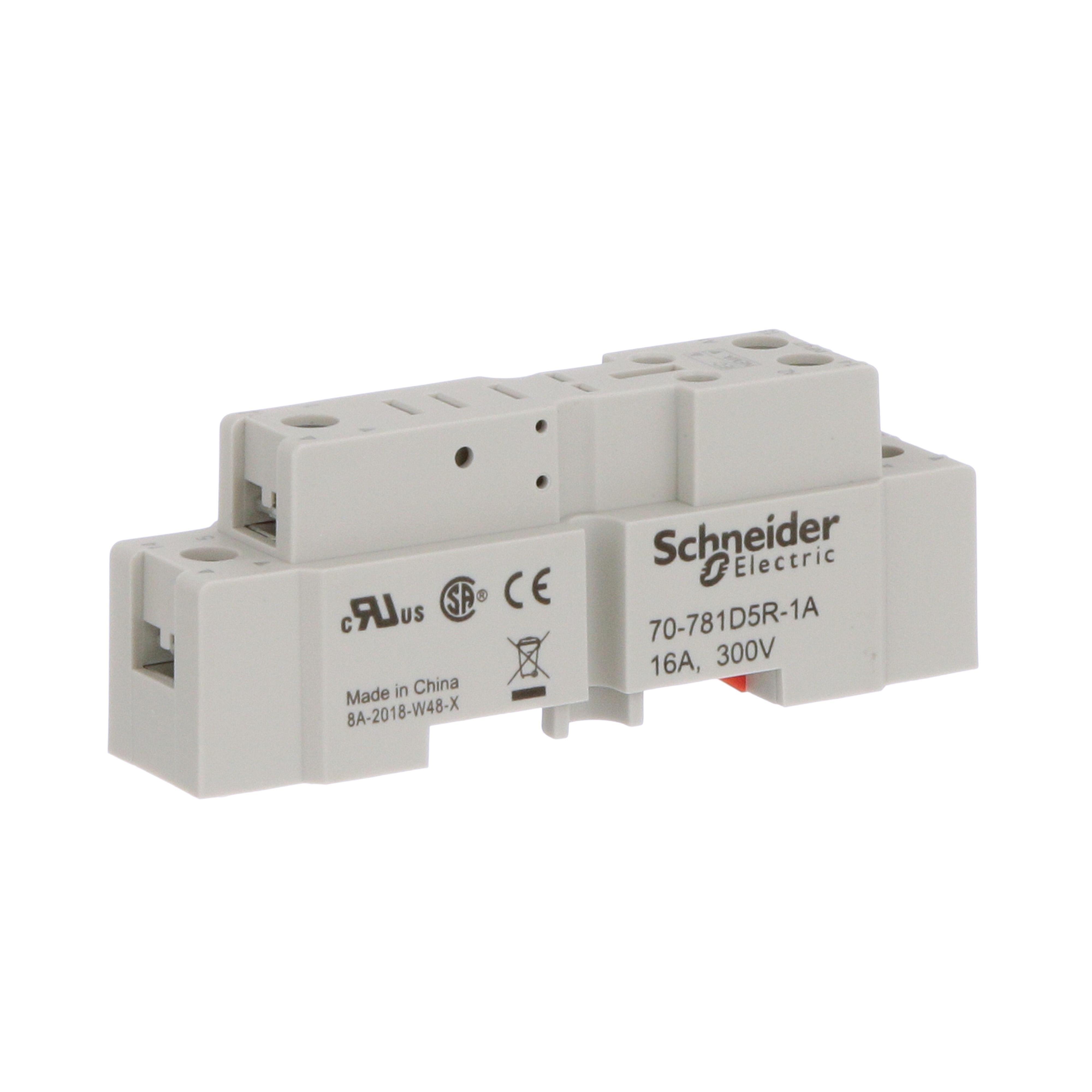 Picture of 70-781D5R-1A - Socket, General Purpose Relays, for 781 relays, SPDT, 5 pins, screws clamp terminals, 16A, 300V