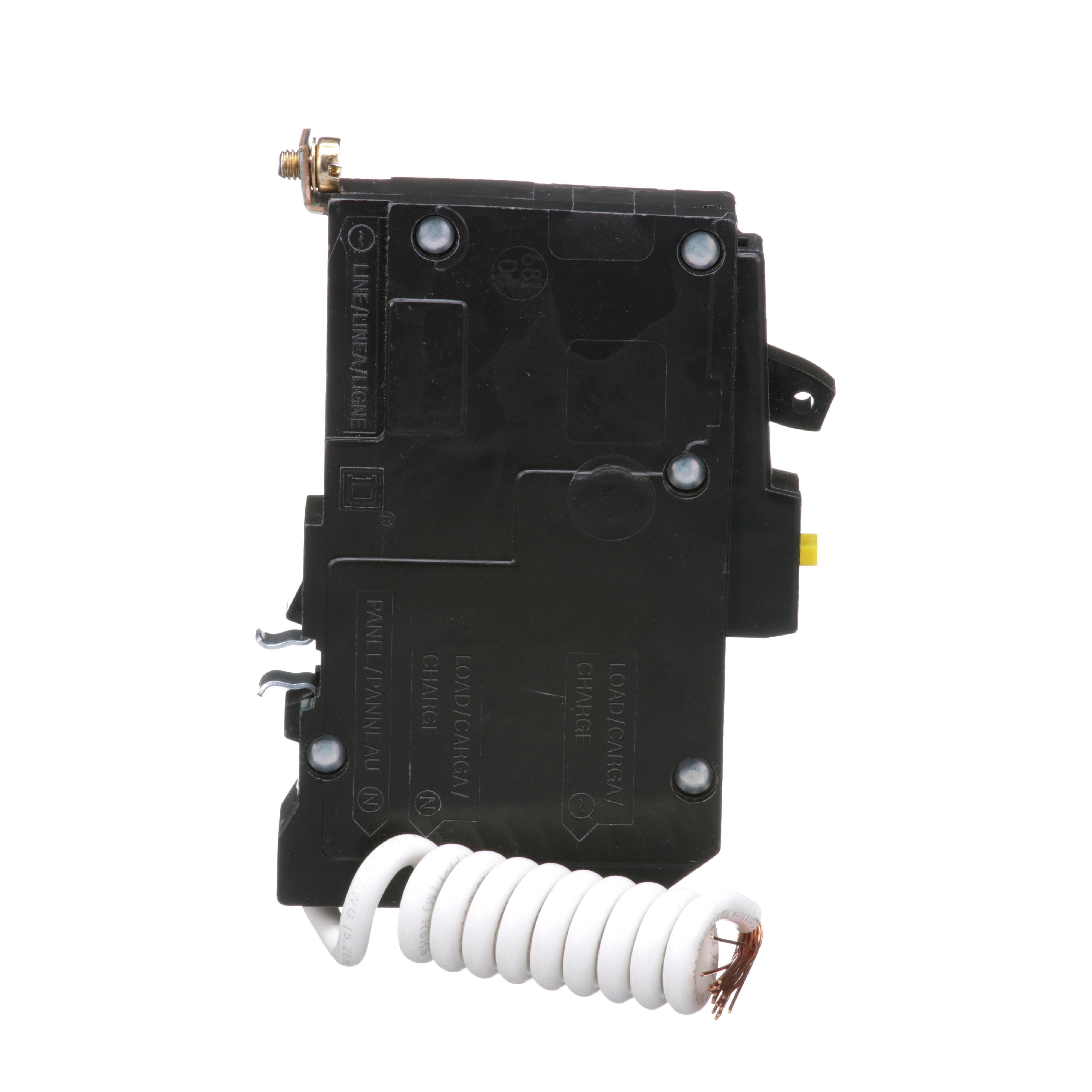 Picture of QOB130GFI - [TAA] Mini circuit breaker, QO, 30A, 1 pole, 120VAC, 10kA, bolt on, 6mA grd fault A, pigtail