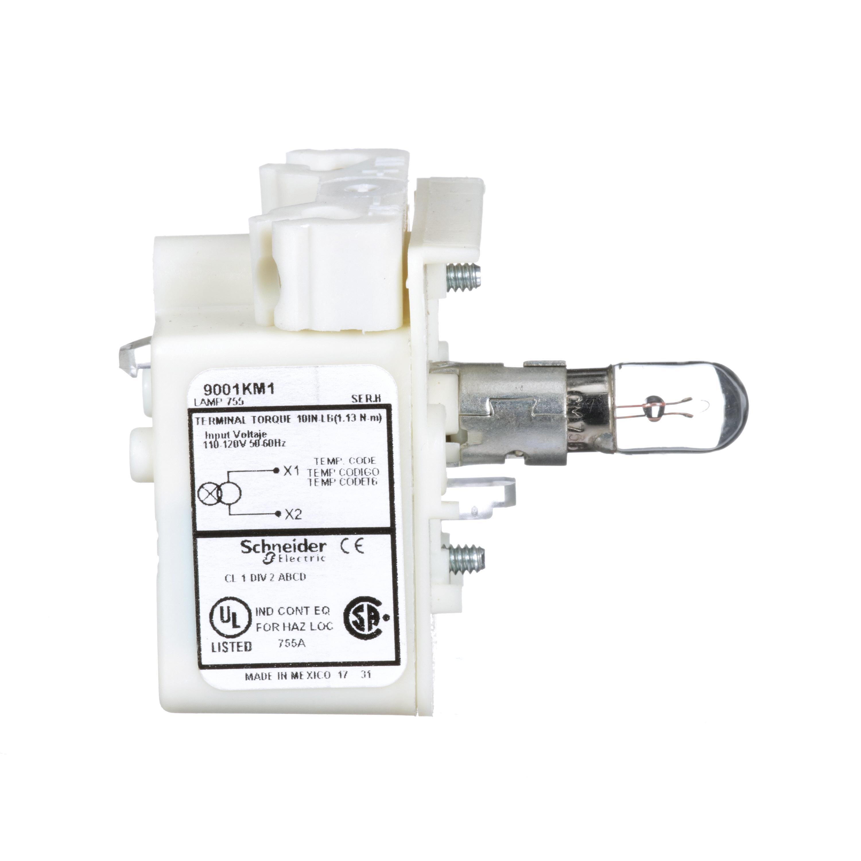 Picture of 9001KM1 - 30mm Push Button, Types K, SK or KX, light module, transformer, 110/120 VAC