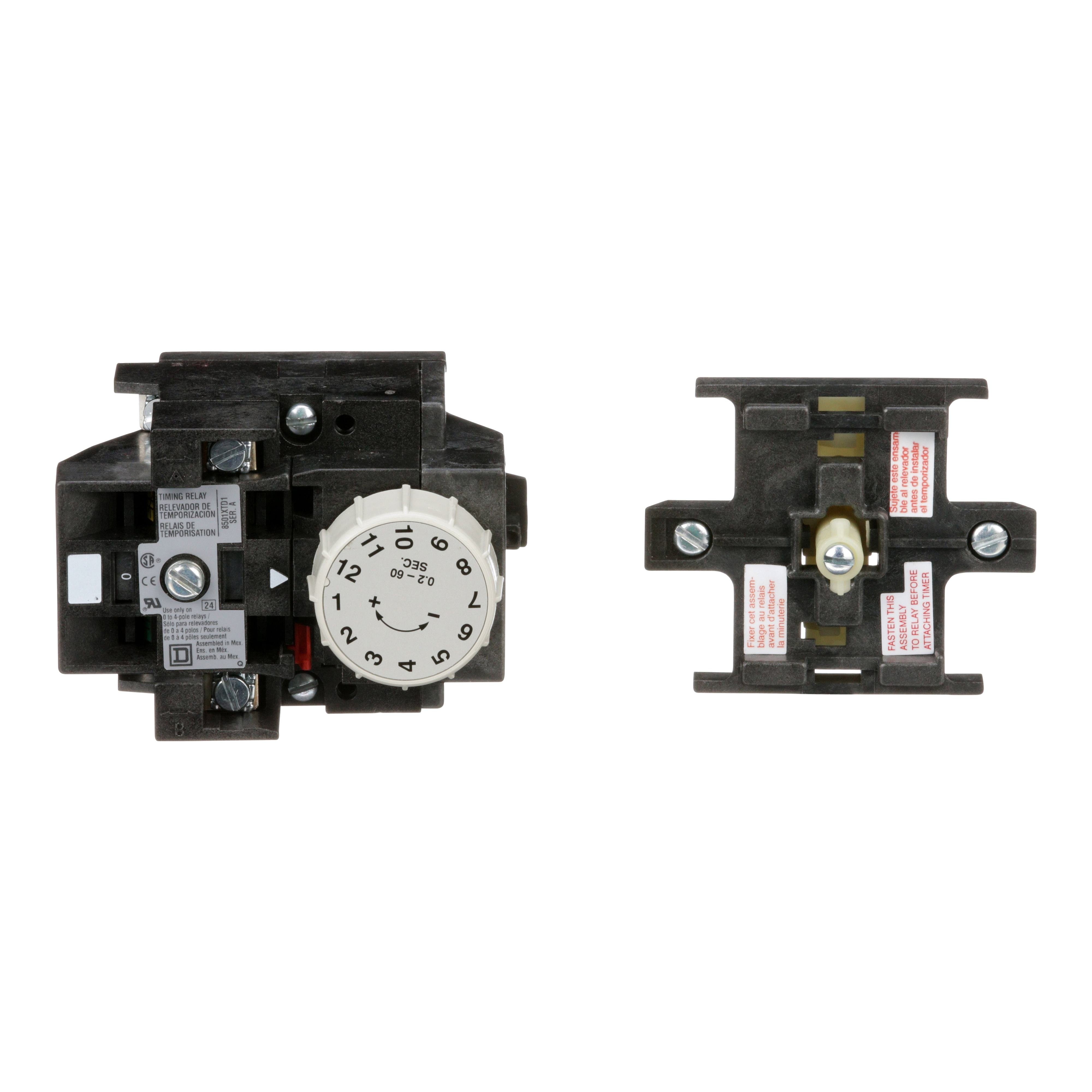 Picture of 8501XTD1 - NEMA Control Relay, Type X, pneumatic timer attachment, one minute off delay, 10A resistive at 600 VAC, 1 NO and 1 NC