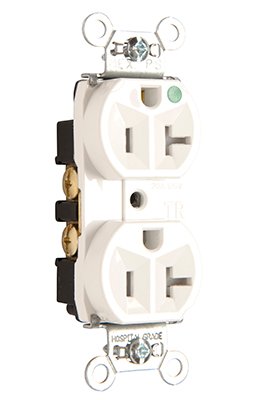 TR8300HI - 20A 125V Hospital-Grade Tamper-Resistant Compact Duplex Receptacle, Back and Side Wire, Ivory