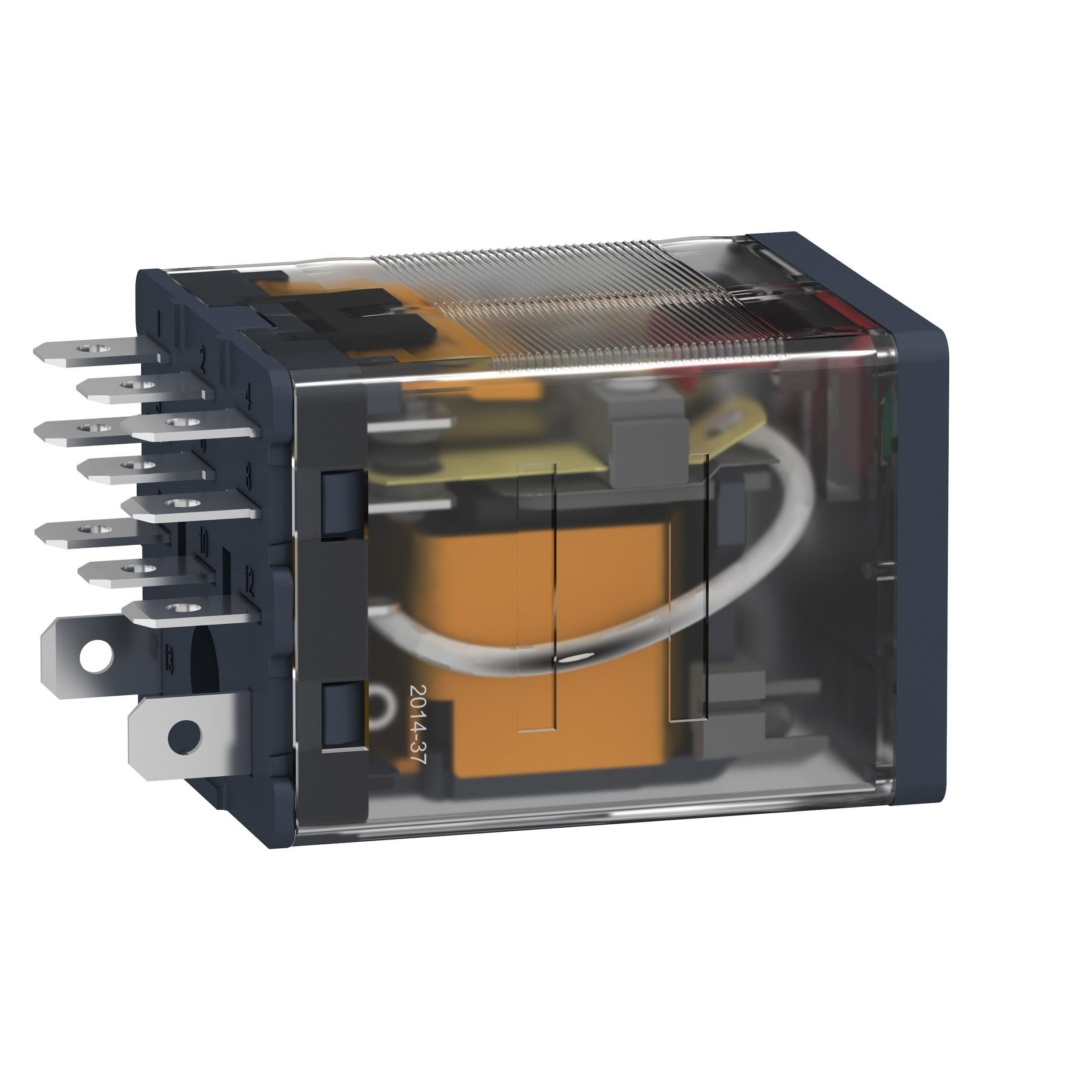 Picture of RPM32B7 - plug-in relay, Harmony electromechanical relays, 15A, 3CO, with LED, lockable test button, 24V AC