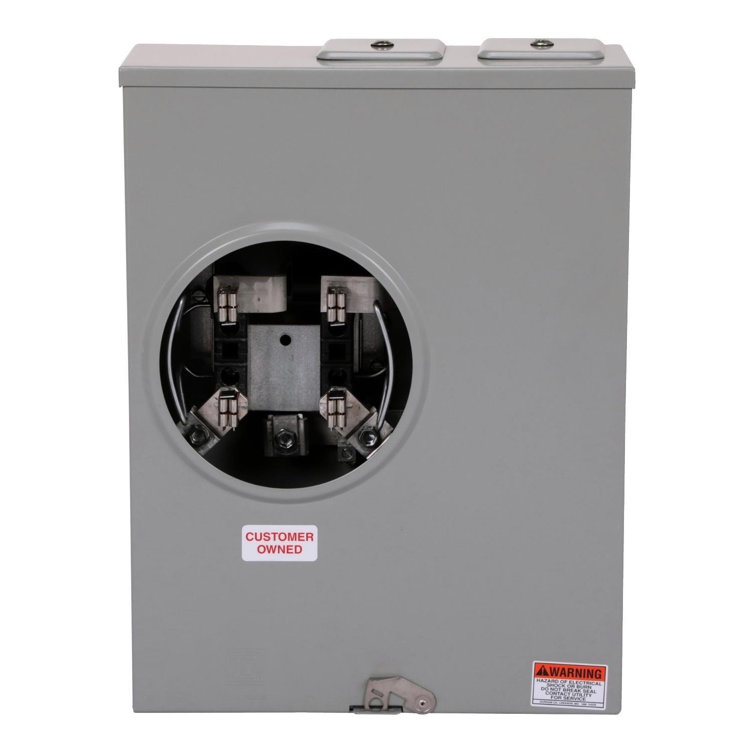 U92197CCCPL - Meter socket, ringless, 1 phase, 3 wire, 200A, 4 jaws, 600VAC max, Series A, no bypass, no jaw release