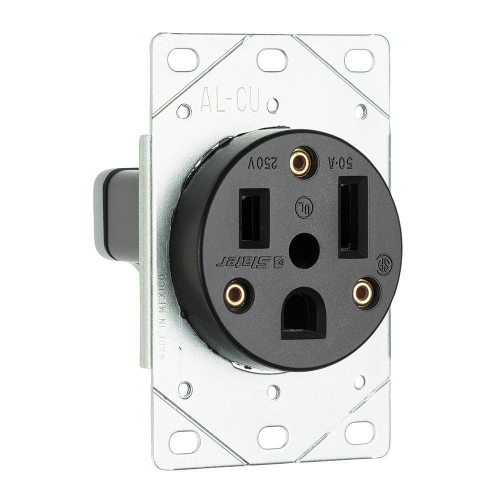 3804 - 50A 250V 6-50R Straight Blade Single Flush Receptacle, 2-Pole, 3-Wire
