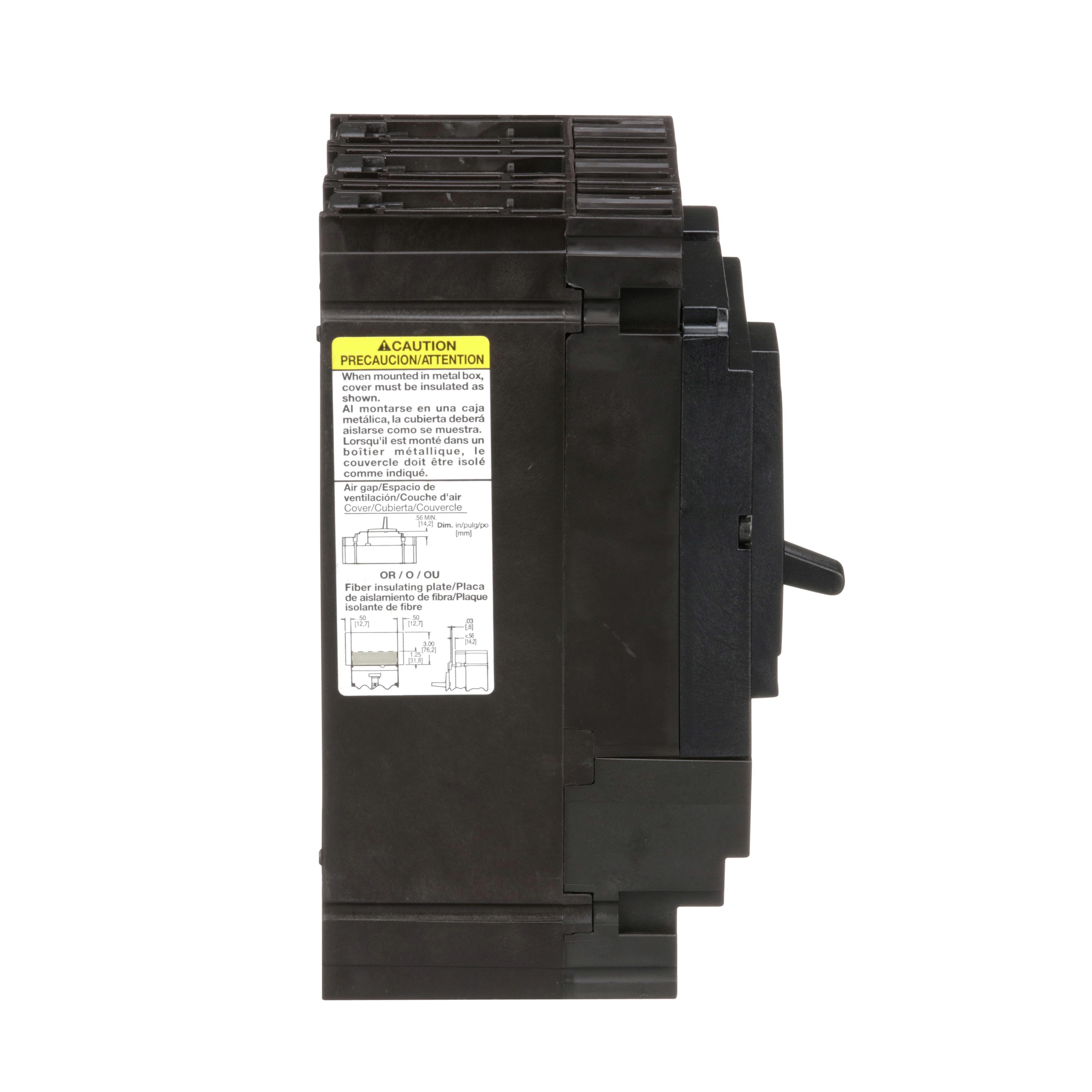 Picture of HGL36100 - Circuit breaker, PowerPacT H, 100A, 3 pole, 600VAC, 18kA, lugs, thermal magnetic, 80%